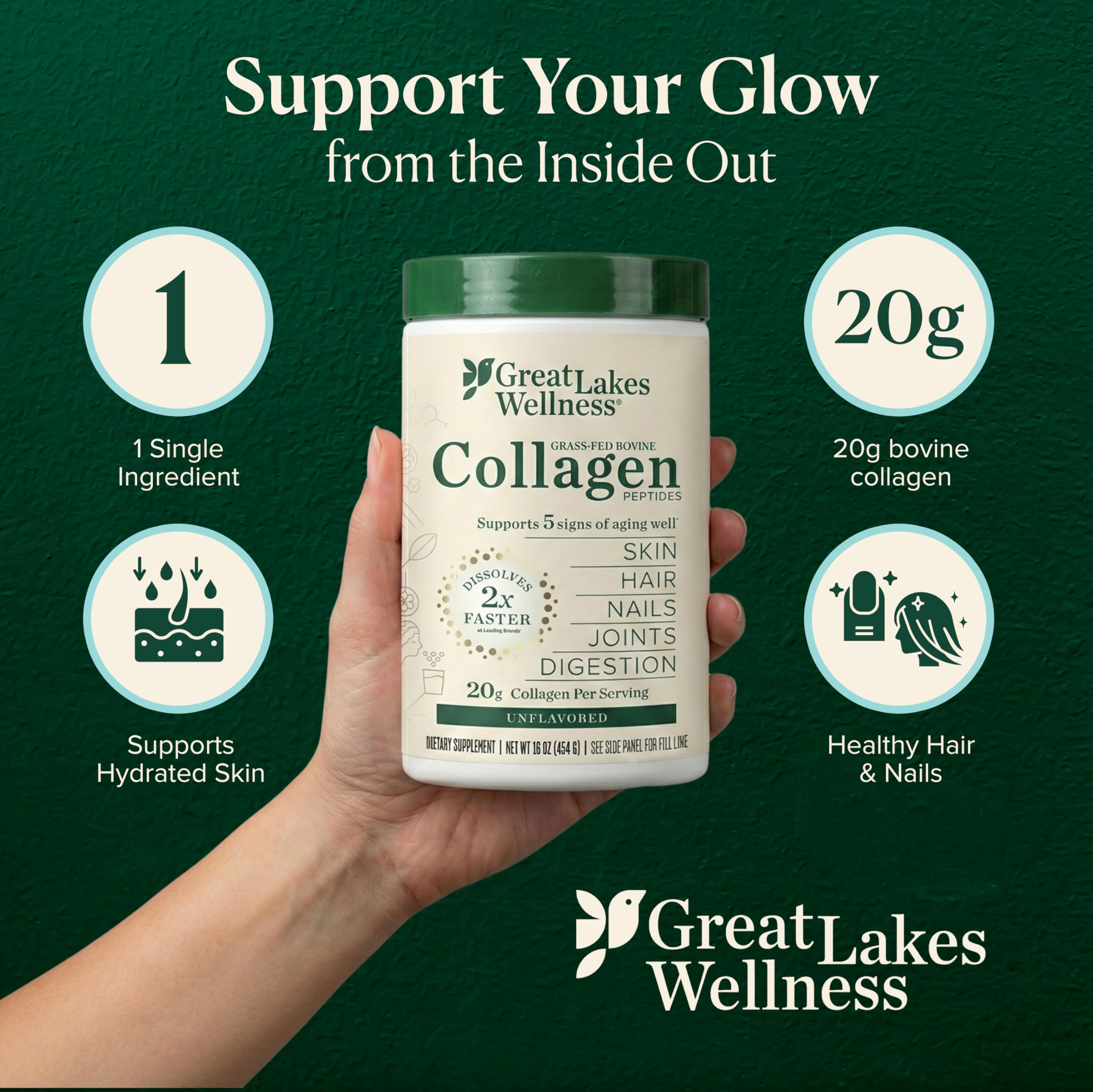 Great Lakes Wellness Collagen Peptides Powder Hydrolyzed

