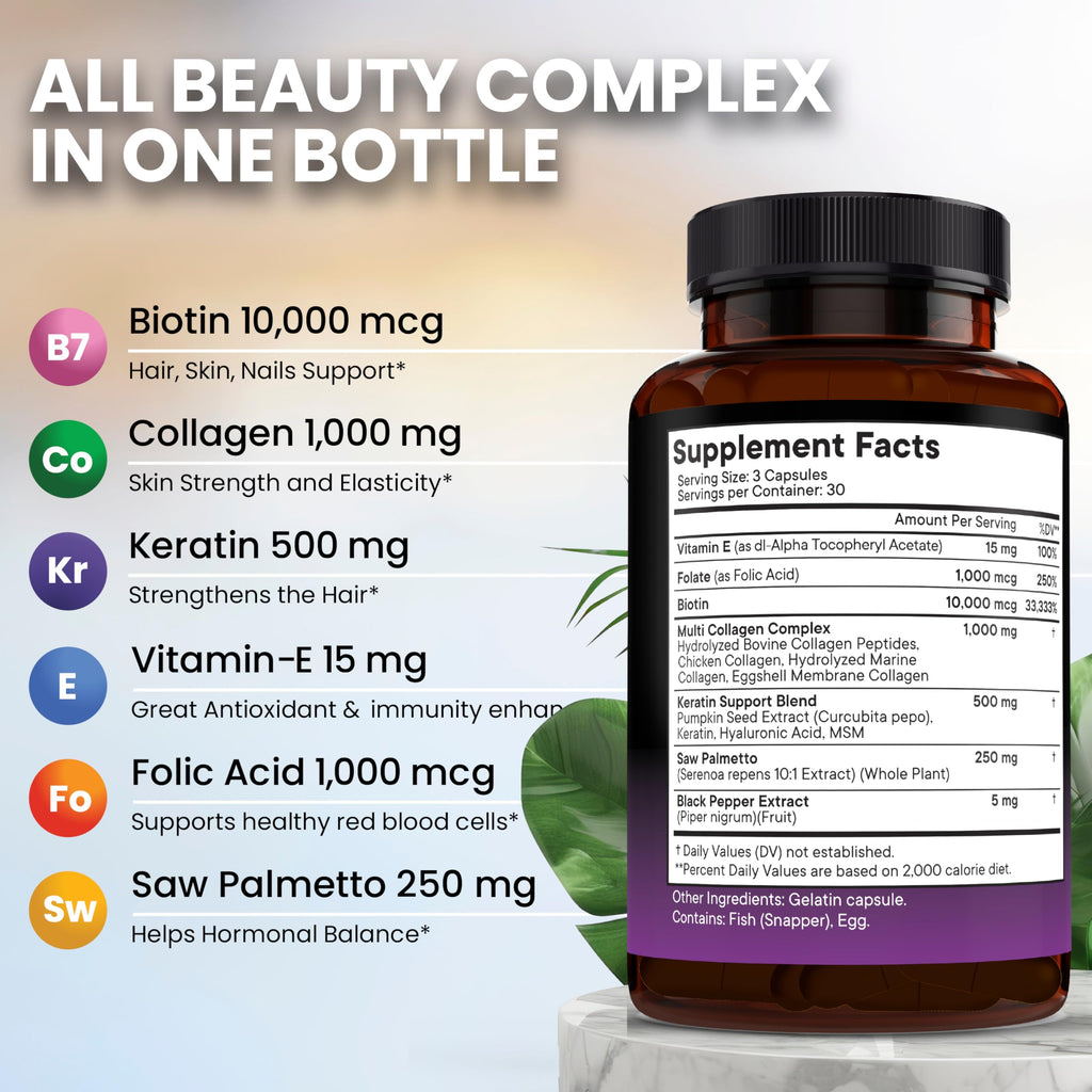 NEW AGE Biotin Hair Growth Vitamins for Hair, Skin & Nails

