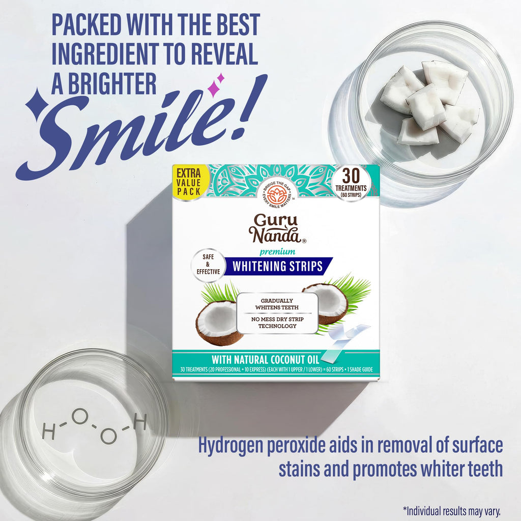 GuruNanda Teeth Whitening Strips Kit - At-Home Whitening

