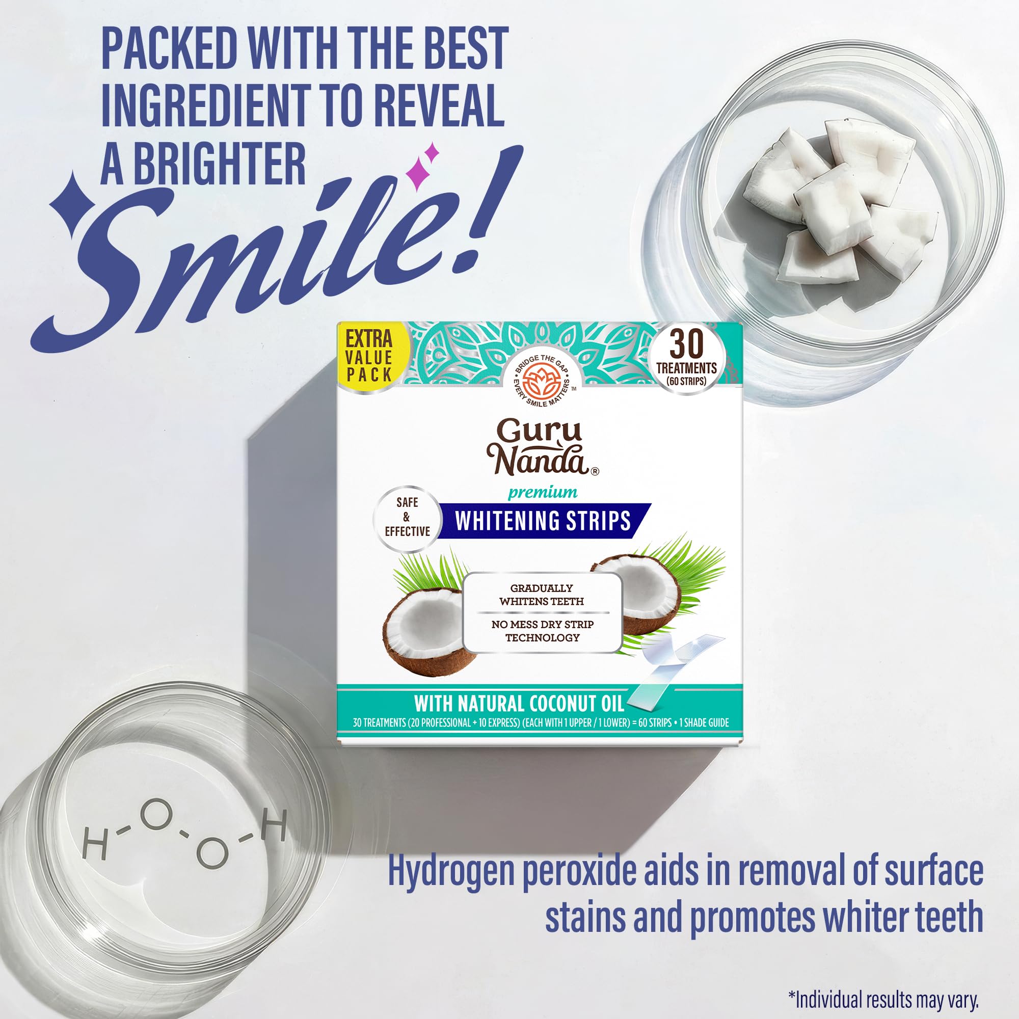 GuruNanda Teeth Whitening Strips Kit - At-Home Whitening

