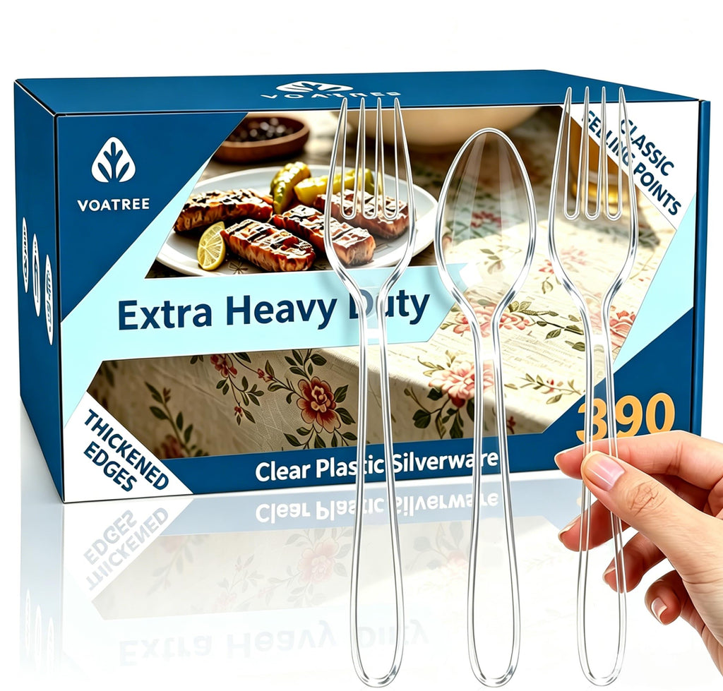 Voatree Disposable Clear Plastic Cutlery - BPA-Free

