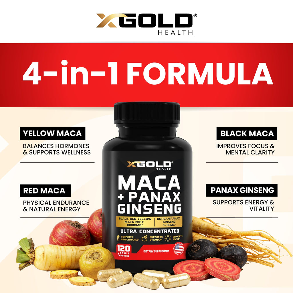 Maca Root & Panax Ginseng Capsule | X Gold Health

