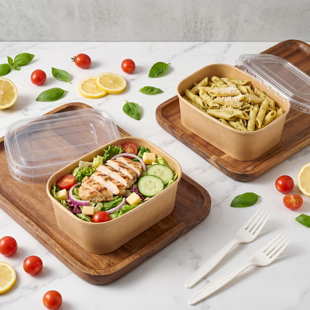 Disposable Meal Prep Containers with Lids and Forks

