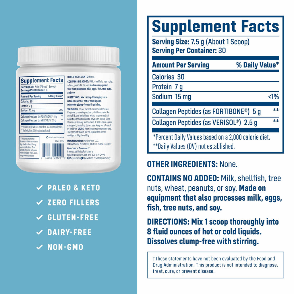 NativePath Bone Health Collagen Peptides Type 1 & 3

