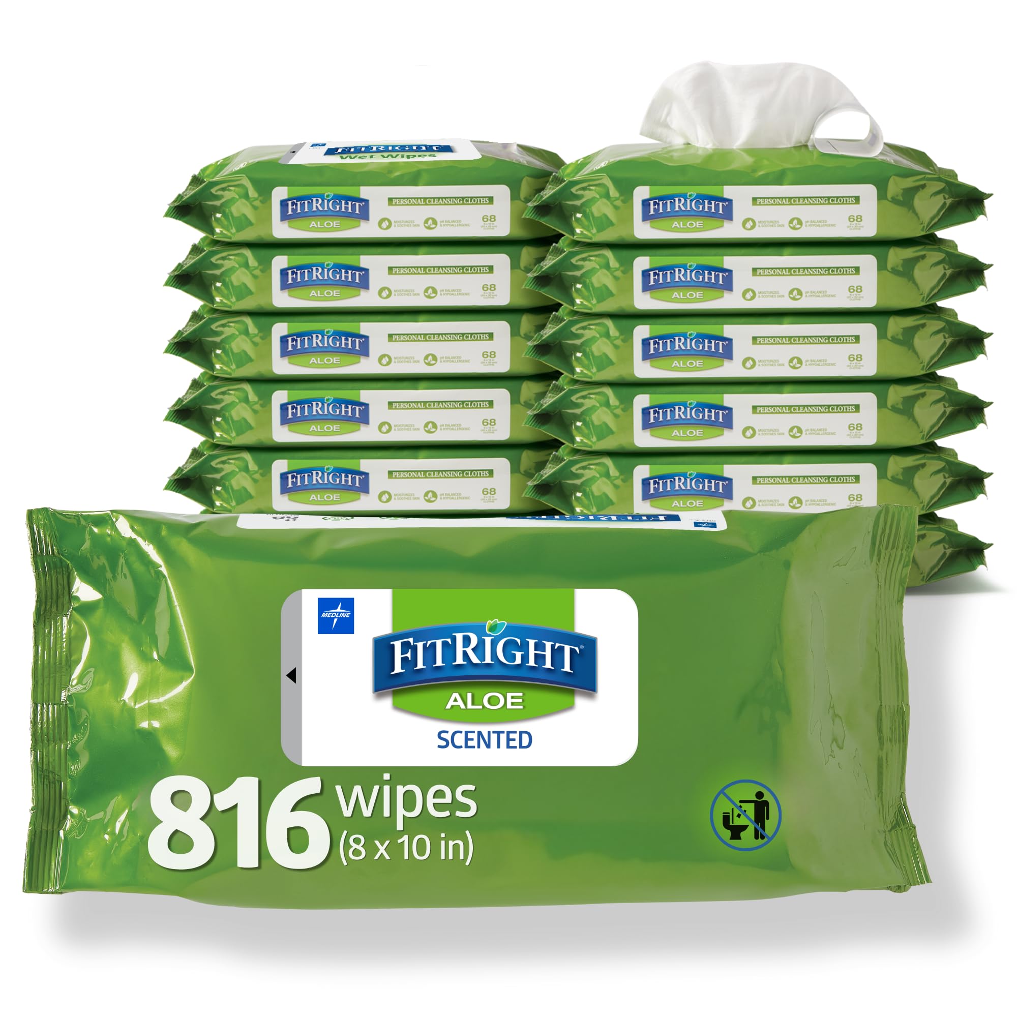 FitRight Personal Cleansing Wipes with Aloe for Adults