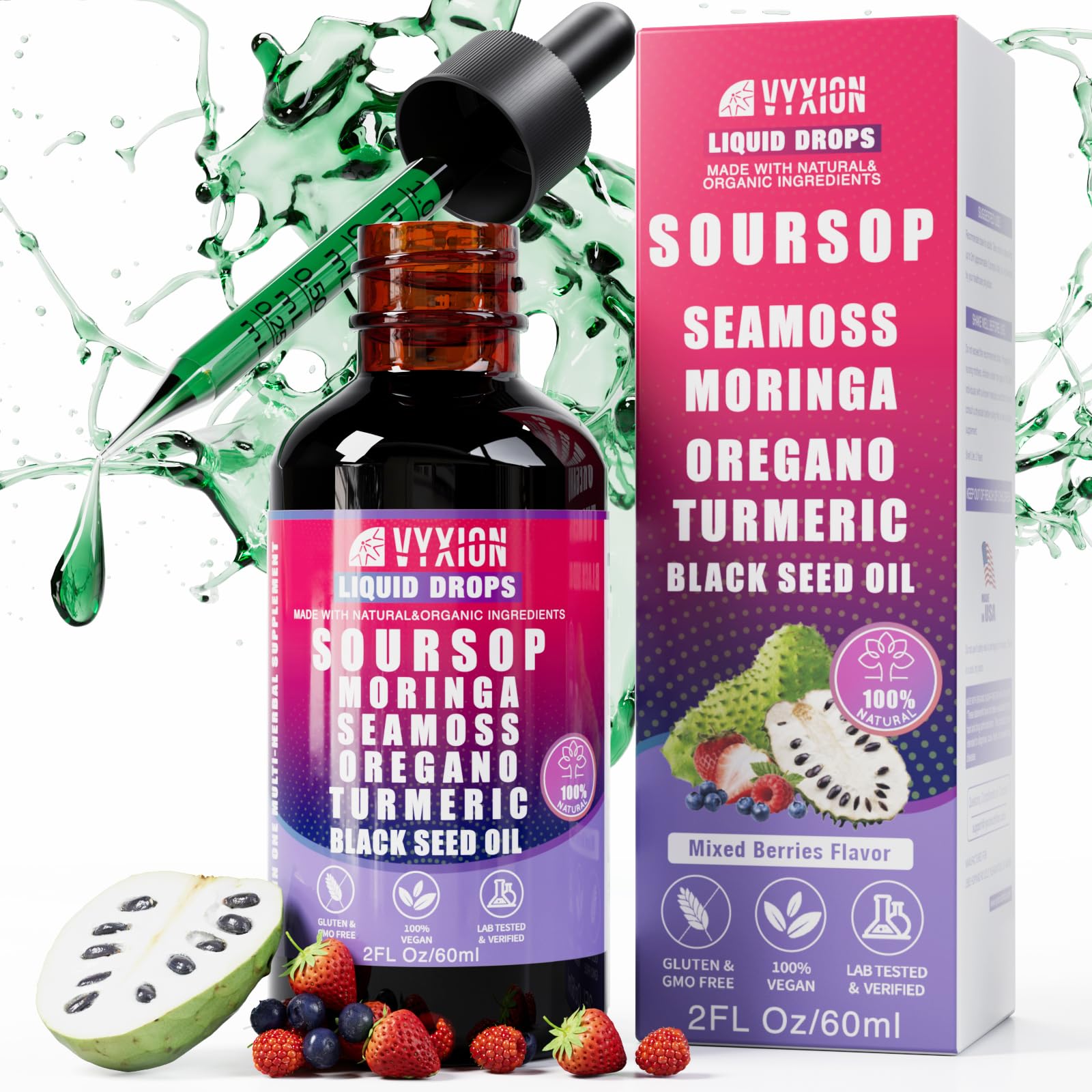 Bitters Liquid Drops 10-in-1 Herbal Extracts with Sea Moss Moringa Turmeric