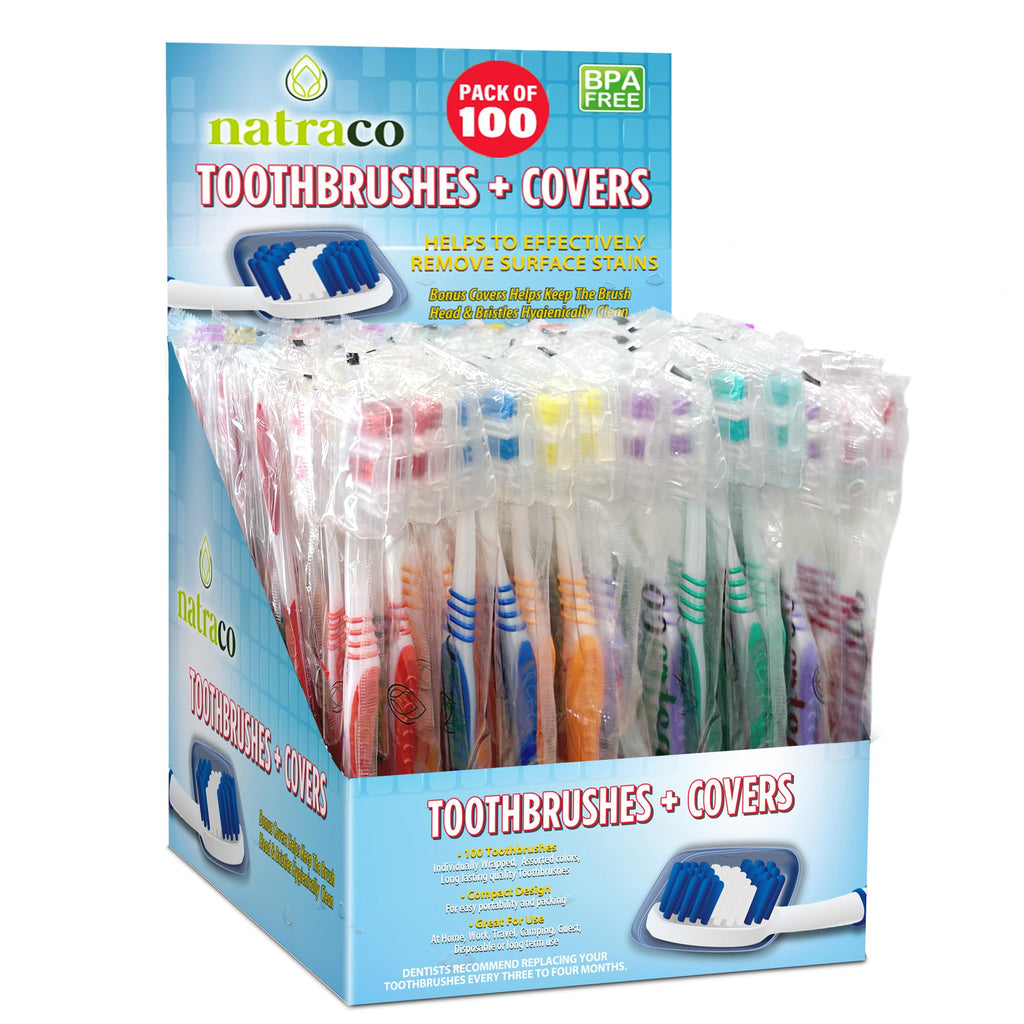 Disposable Toothbrush with Protective Covers - Individually Wrapped