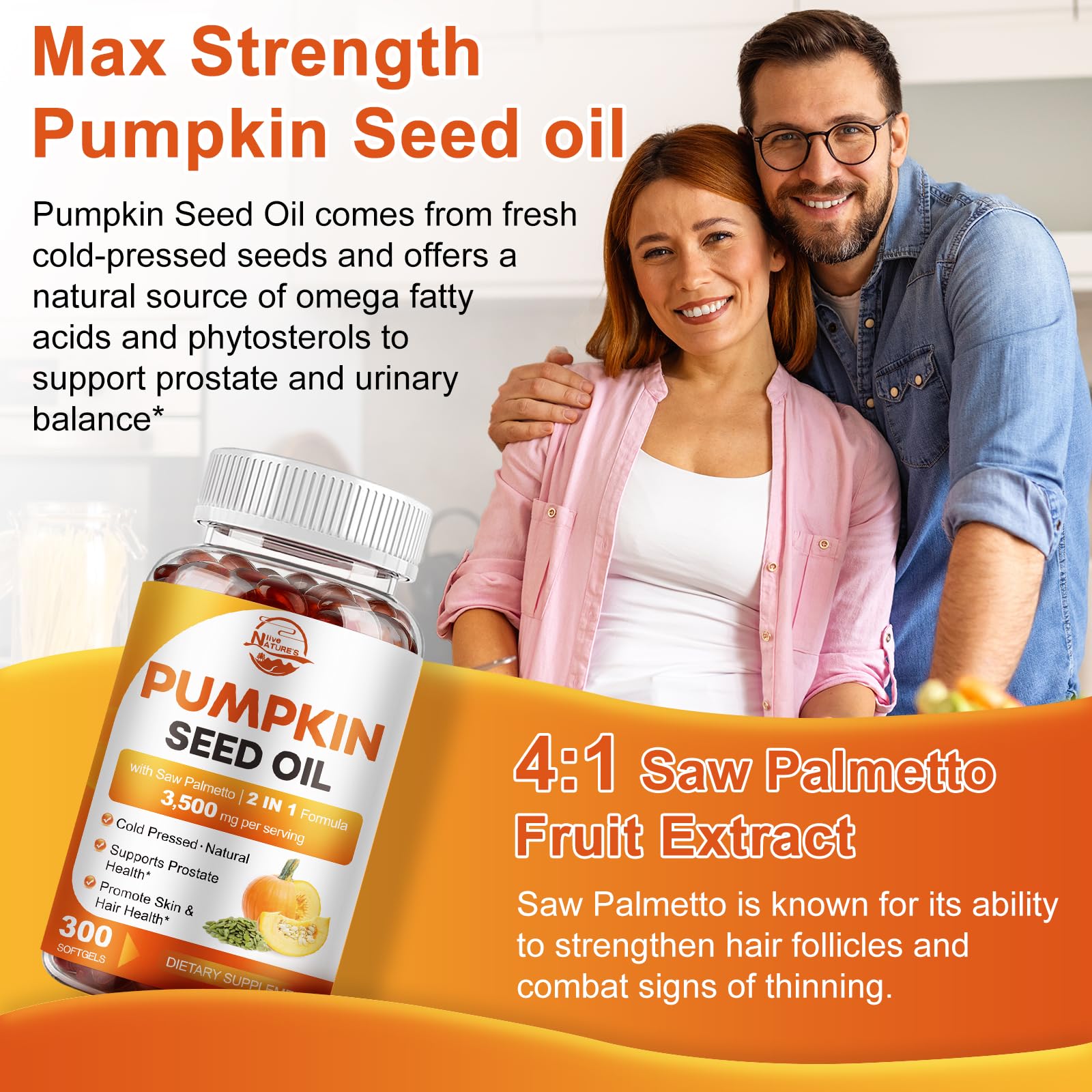 Pumpkin Seed Oil with Saw Palmetto Softgels - 3500mg

