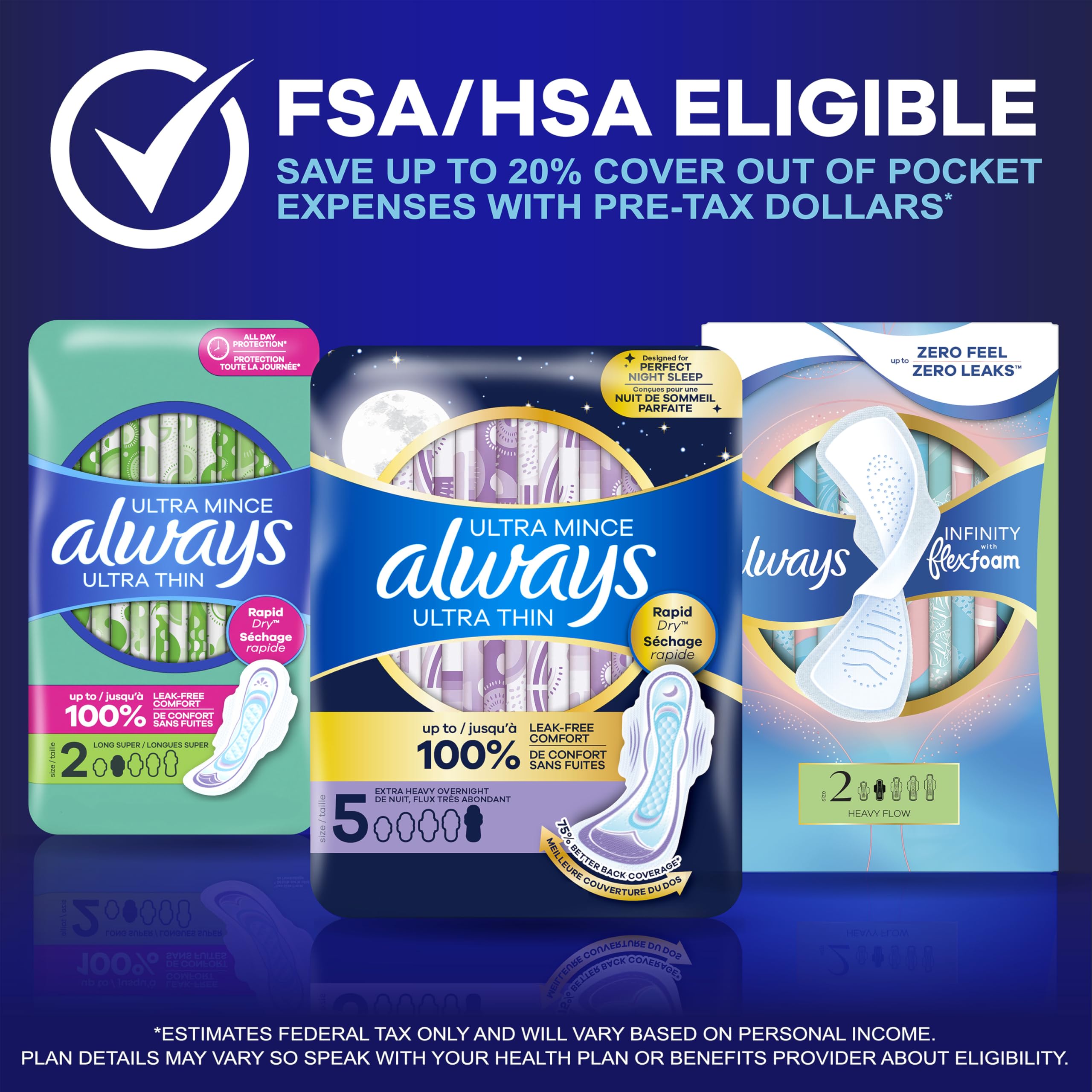 Always Ultra Thin Pads – LeakGuard & RapidDRY

