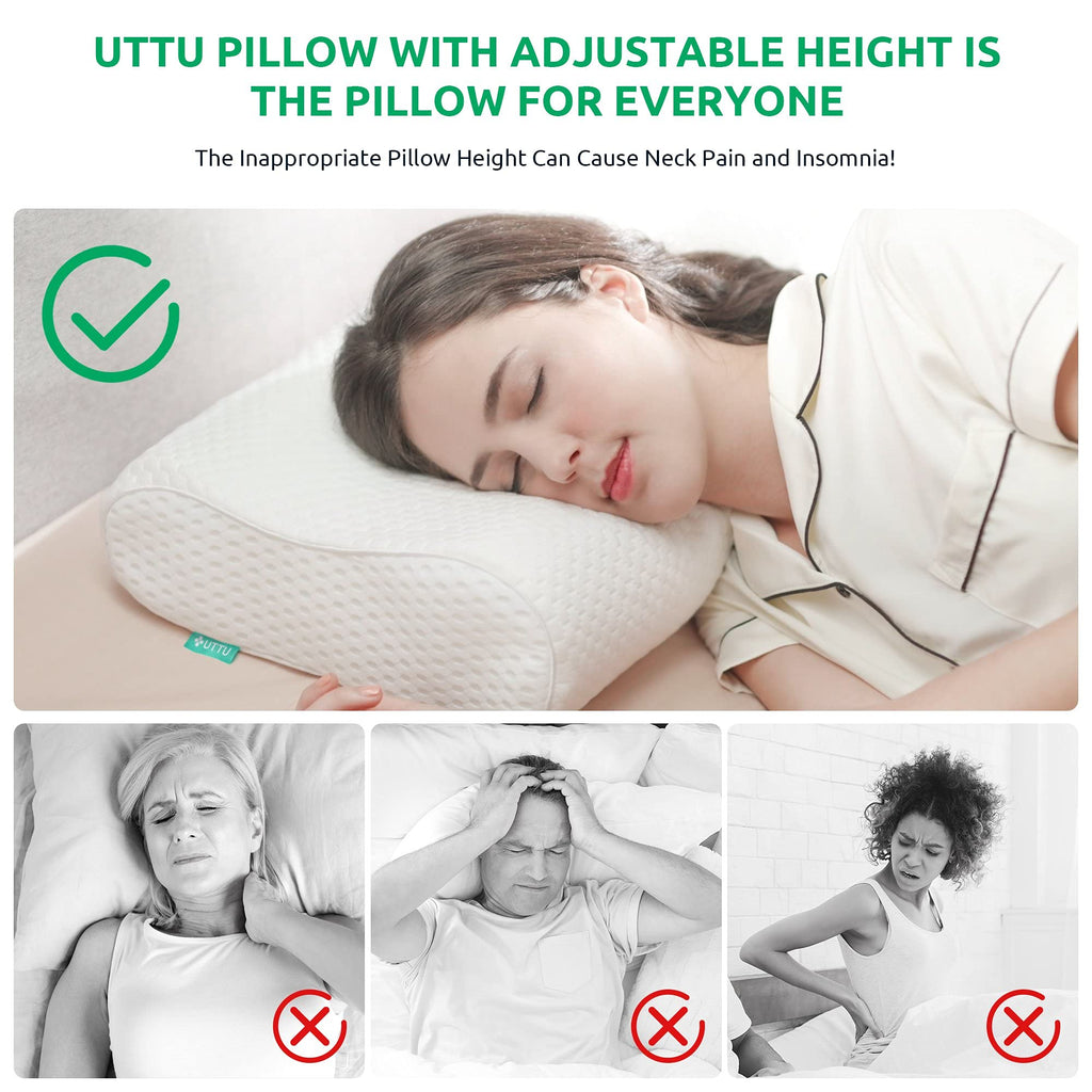 UTTU Cervical Pillow for Neck Pain Relief - Adjustable Foam

