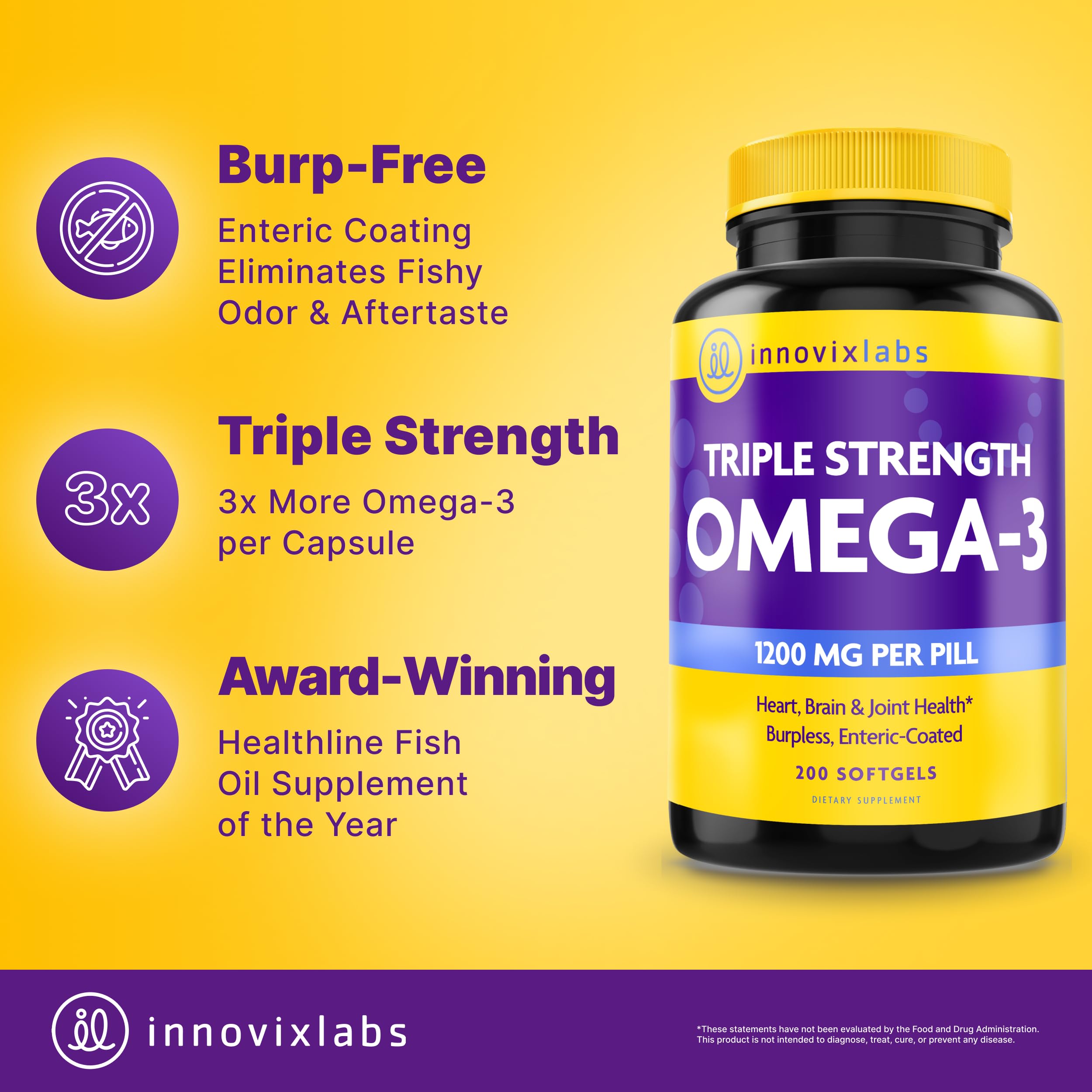 InnovixLabs Triple Strength Omega-3 Burpless Fish Oil

