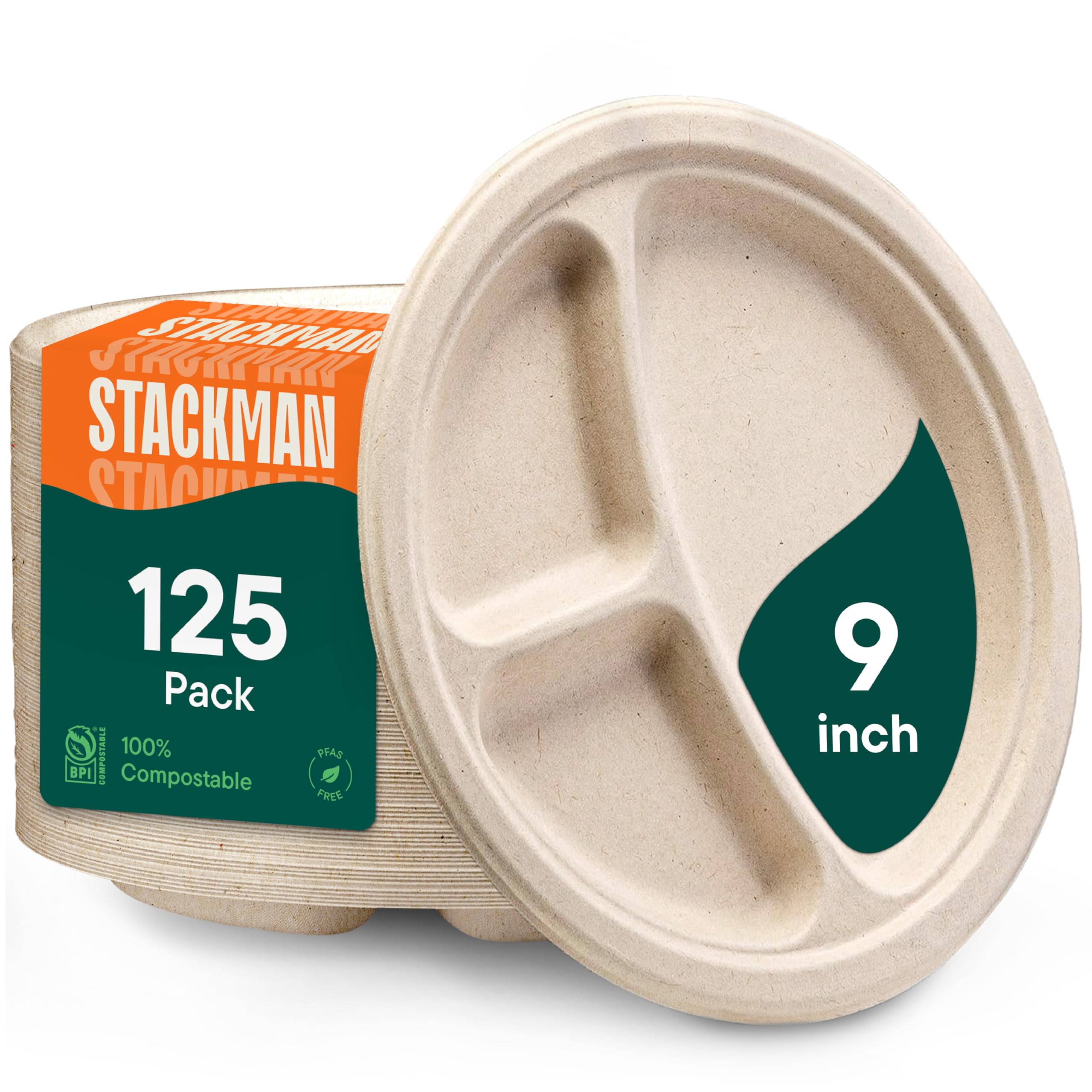 Eco-Friendly Disposable Plates, Heavy-Duty Plant-Based Dinnerware