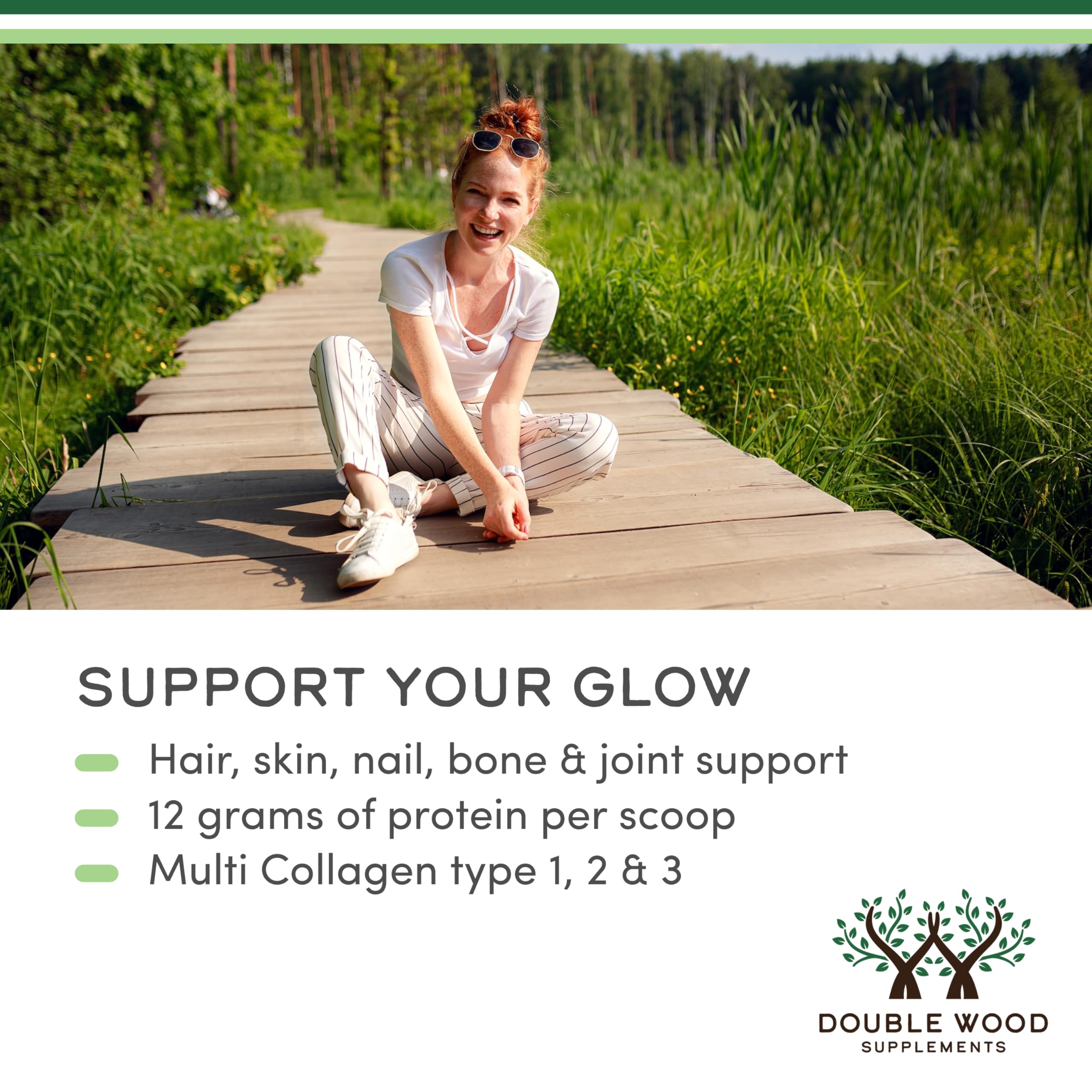 Double Wood Peptides Supplement | Hair, Skin & Joint Support

