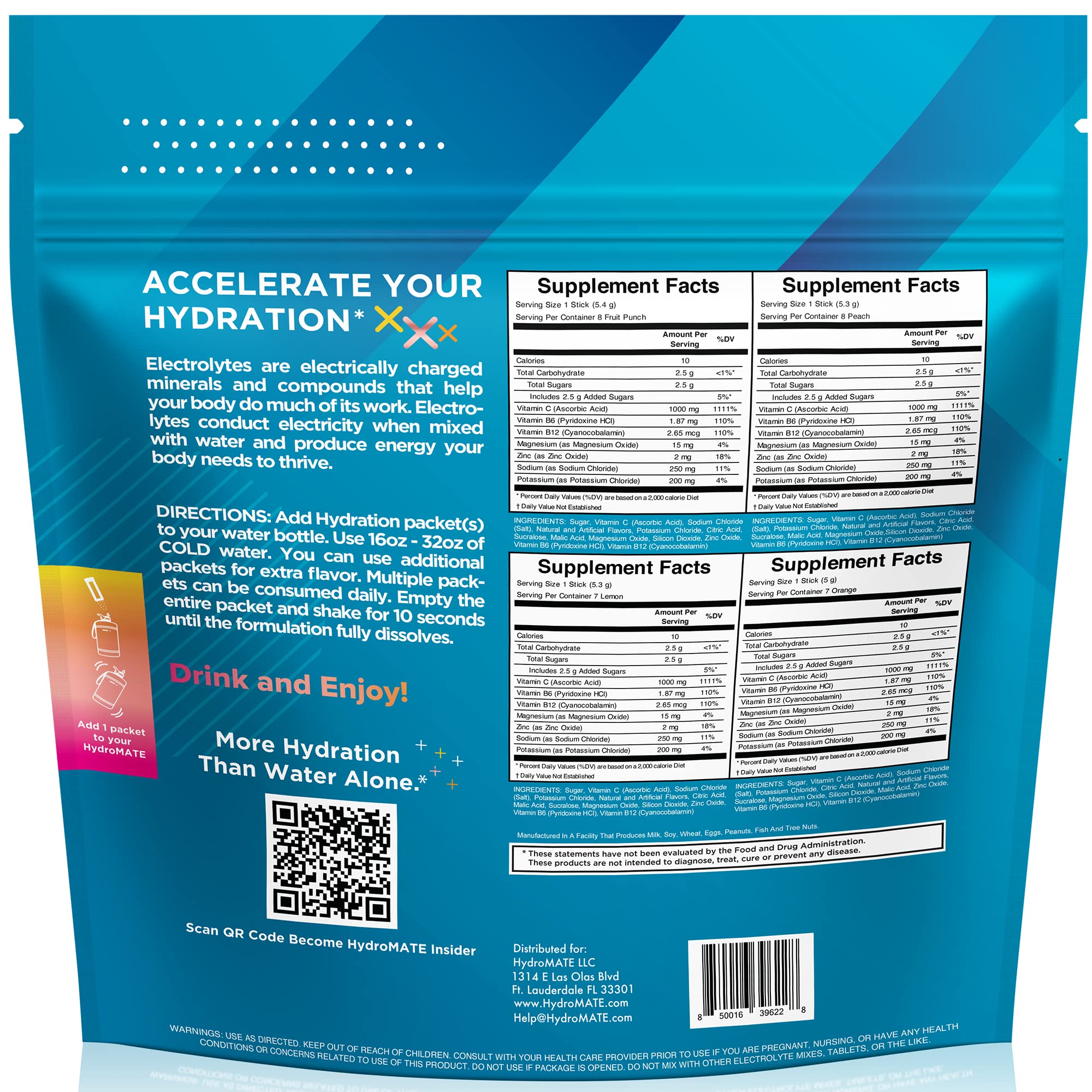 HydroMATE Electrolyte Powder Variety Low Sugar Hydration

