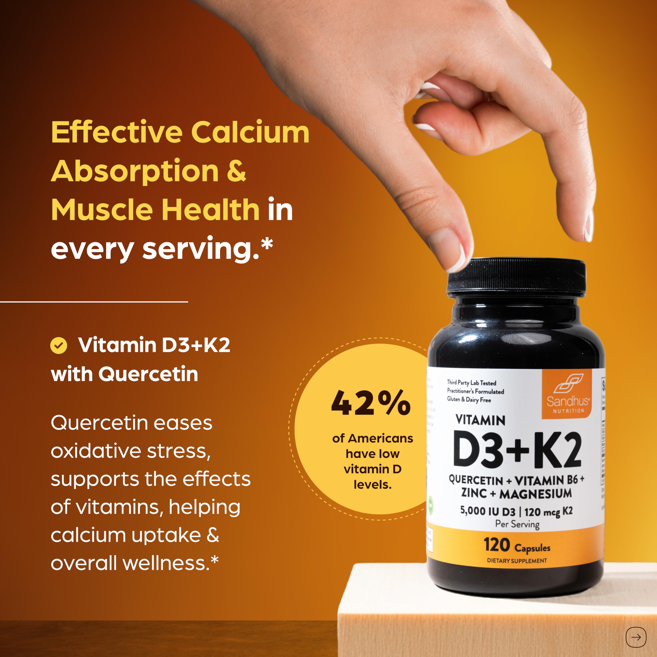 Sandhu's Vitamin D3 K2 Magnesium and Quercetin Supplement

