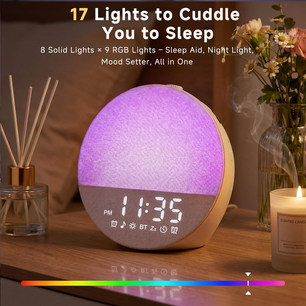 Geuuap Sunrise Alarm Clock with Sleep Sounds and Bluetooth

