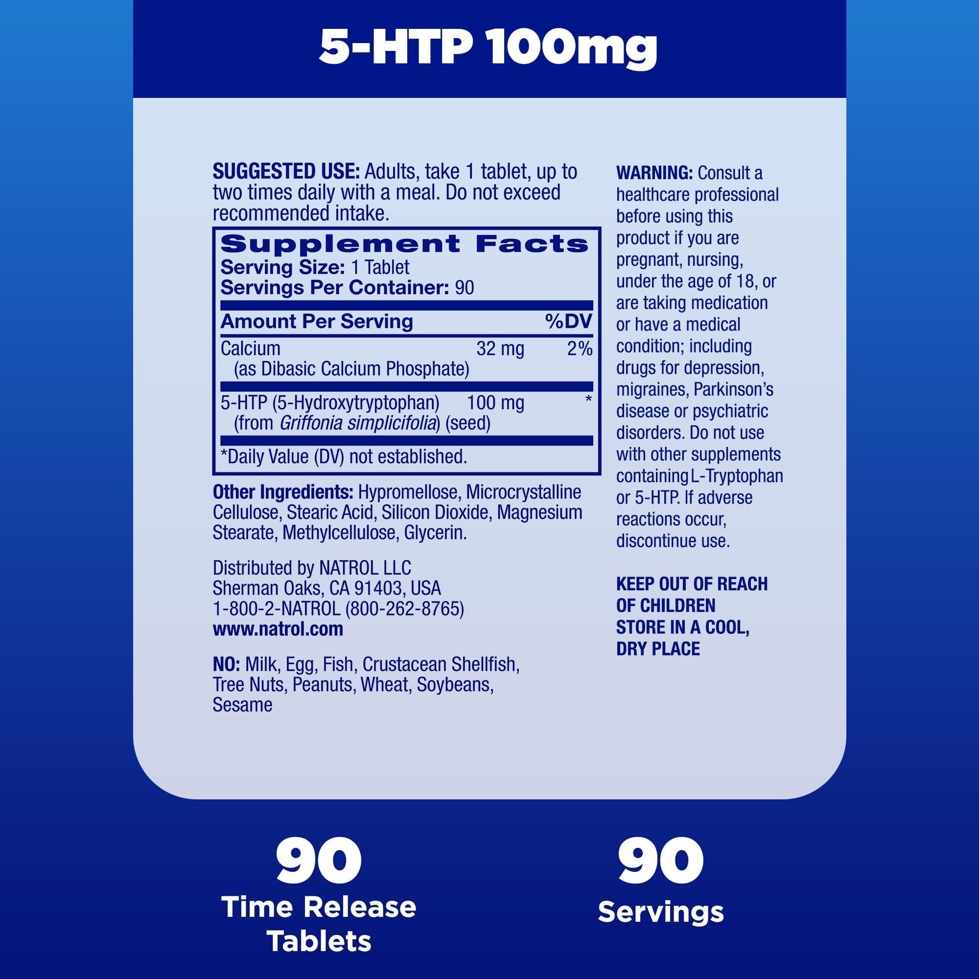 Natrol 5-HTP 100 mg Time Release Tablets Mood Support

