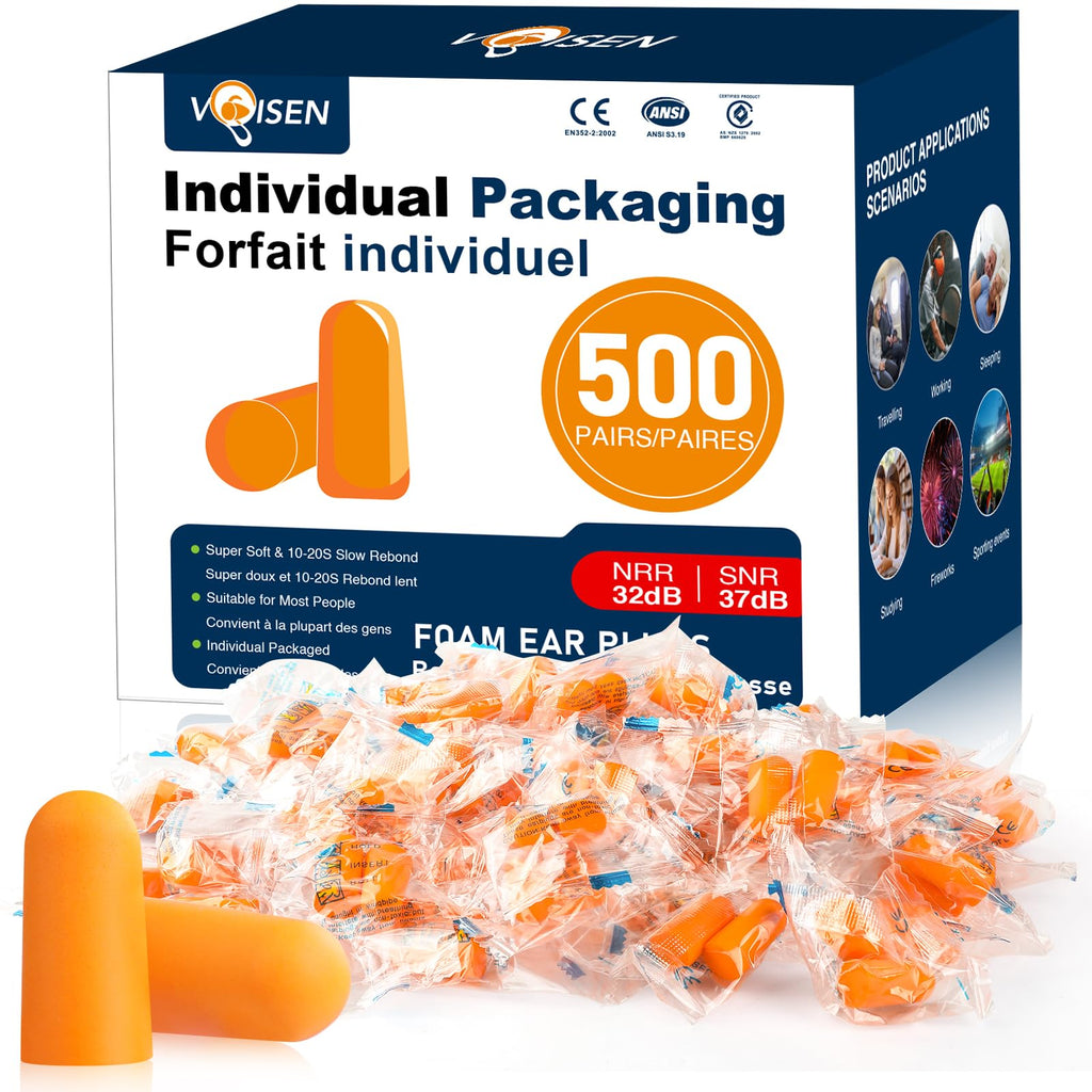 VOISEN Ear Plugs for Sleeping 32dB NRR Soft Foam Comfort