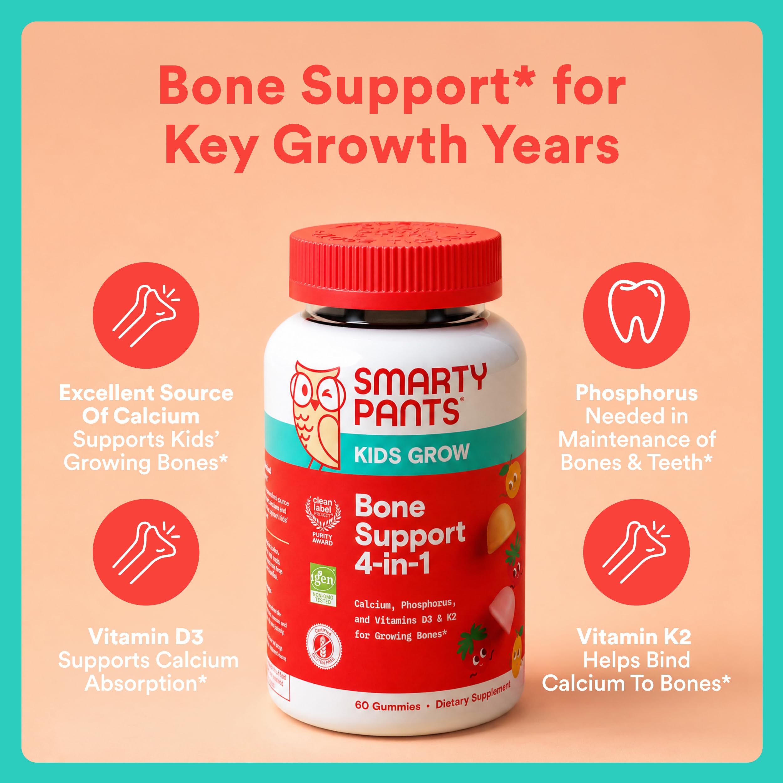 SmartyPants Kids 4-in-1 Gummy with Calcium D3 K2

