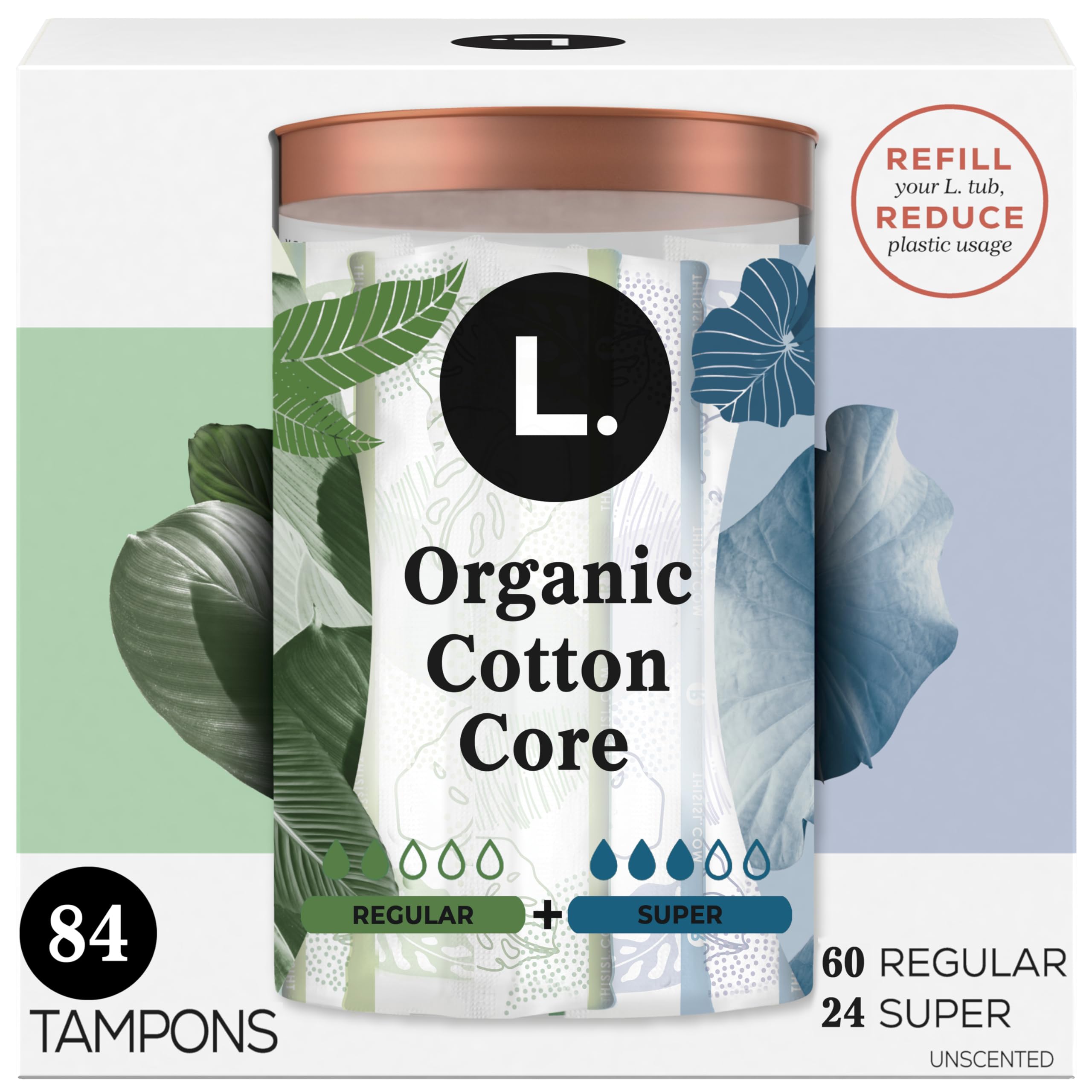 L. Tampons with Organic Cotton Core – BPA-Free Applicator

