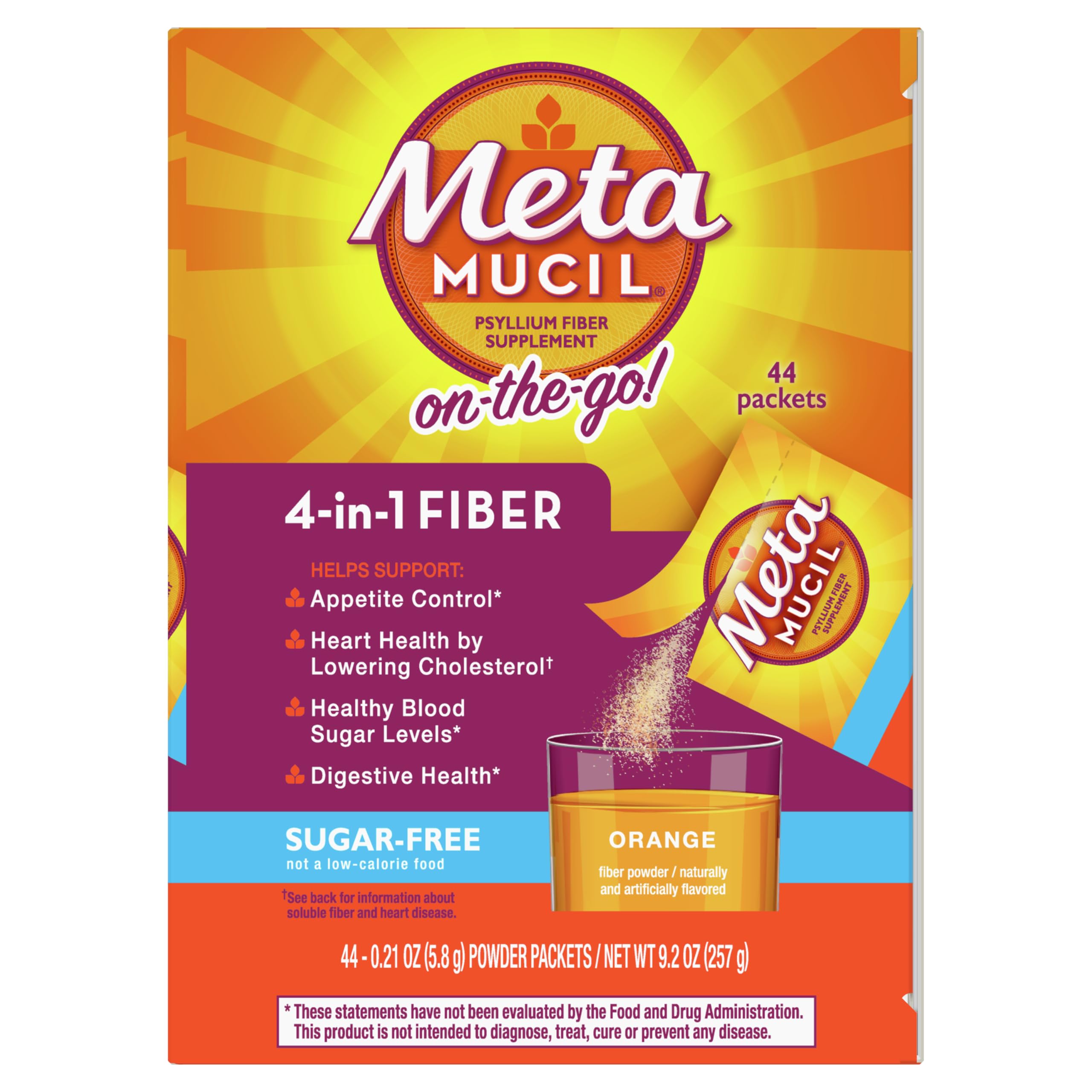 Metamucil On-The-Go Psyllium Husk Powder Sugar-Free

