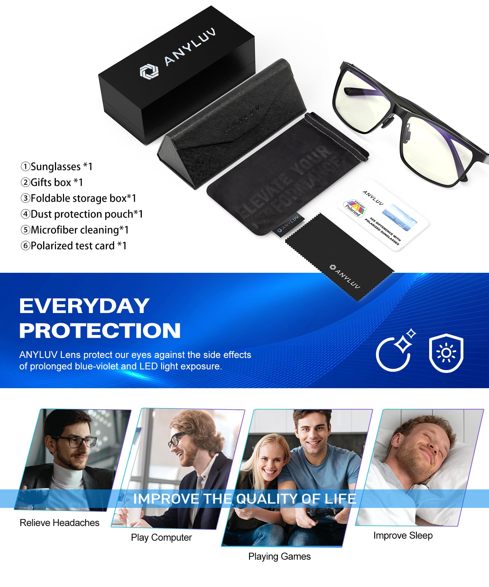 ANYLUV Light-Blocking Computer Glasses for Screens

