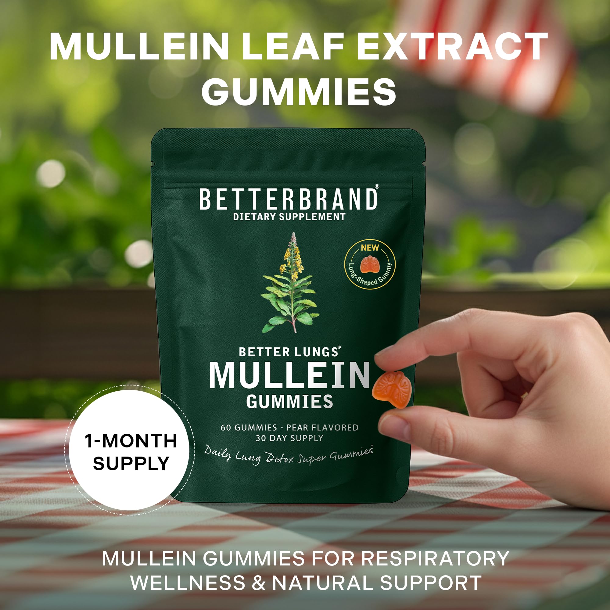 Betterbrand Mullein Gummies for Lung Health | Pear Flavor

