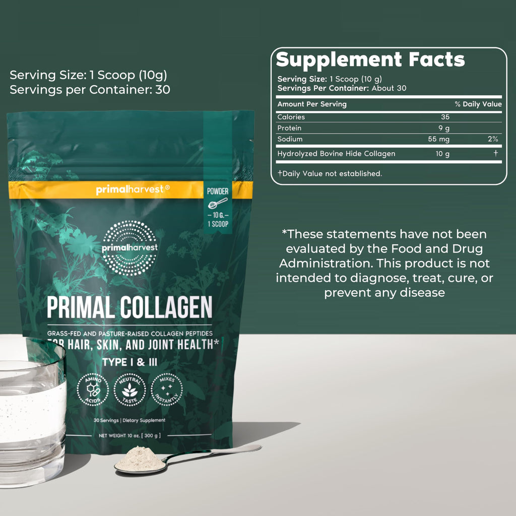 Primal Harvest Collagen Powder Daily Supplement Gluten Free

