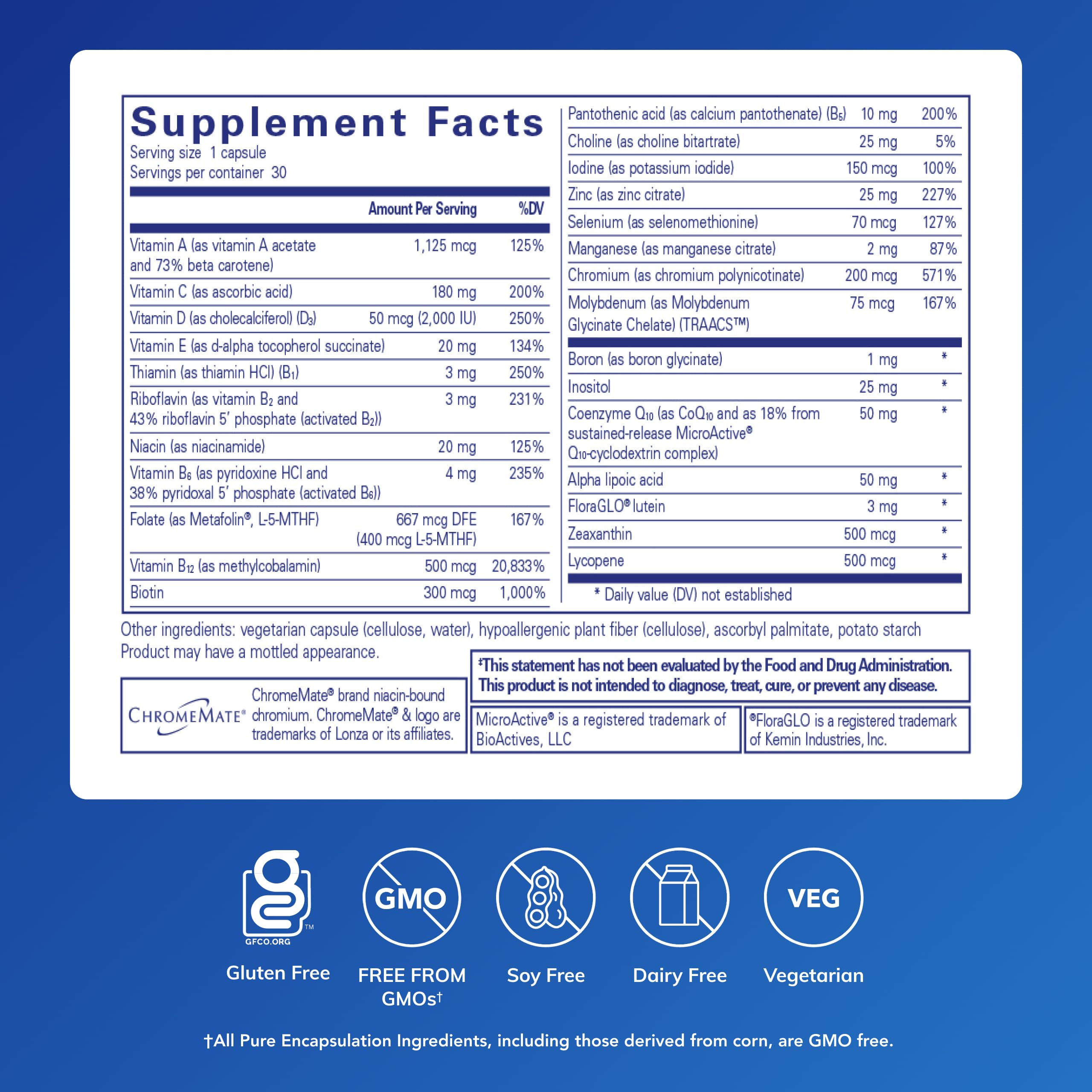 Pure Encapsulations O.N.E. Multivitamin – Once Daily Vision & Cognitive Health

