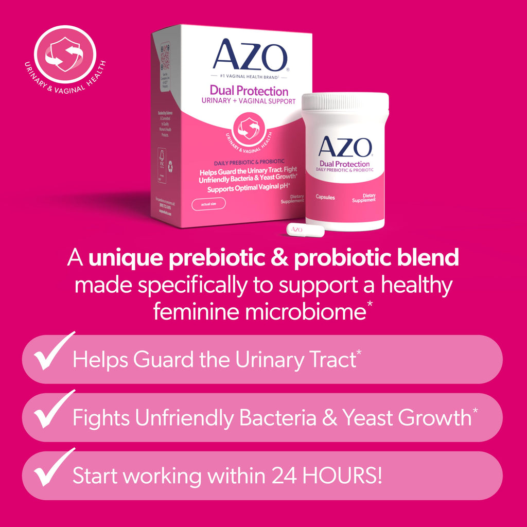 AZO Dual Protection Probiotics for Urinary & Vaginal Health

