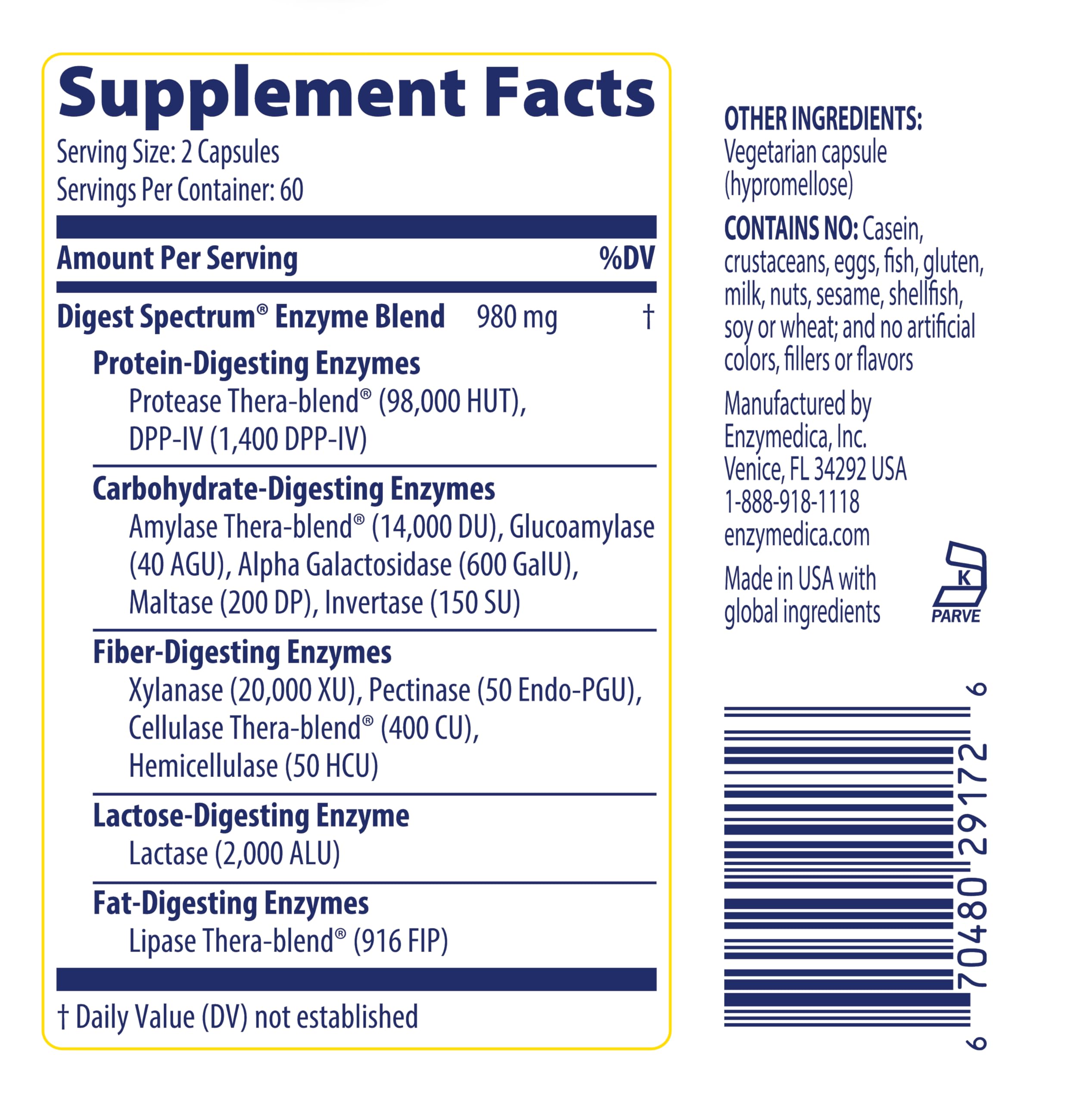 Enzymedica Digest Spectrum Digestive Enzyme Supplement

