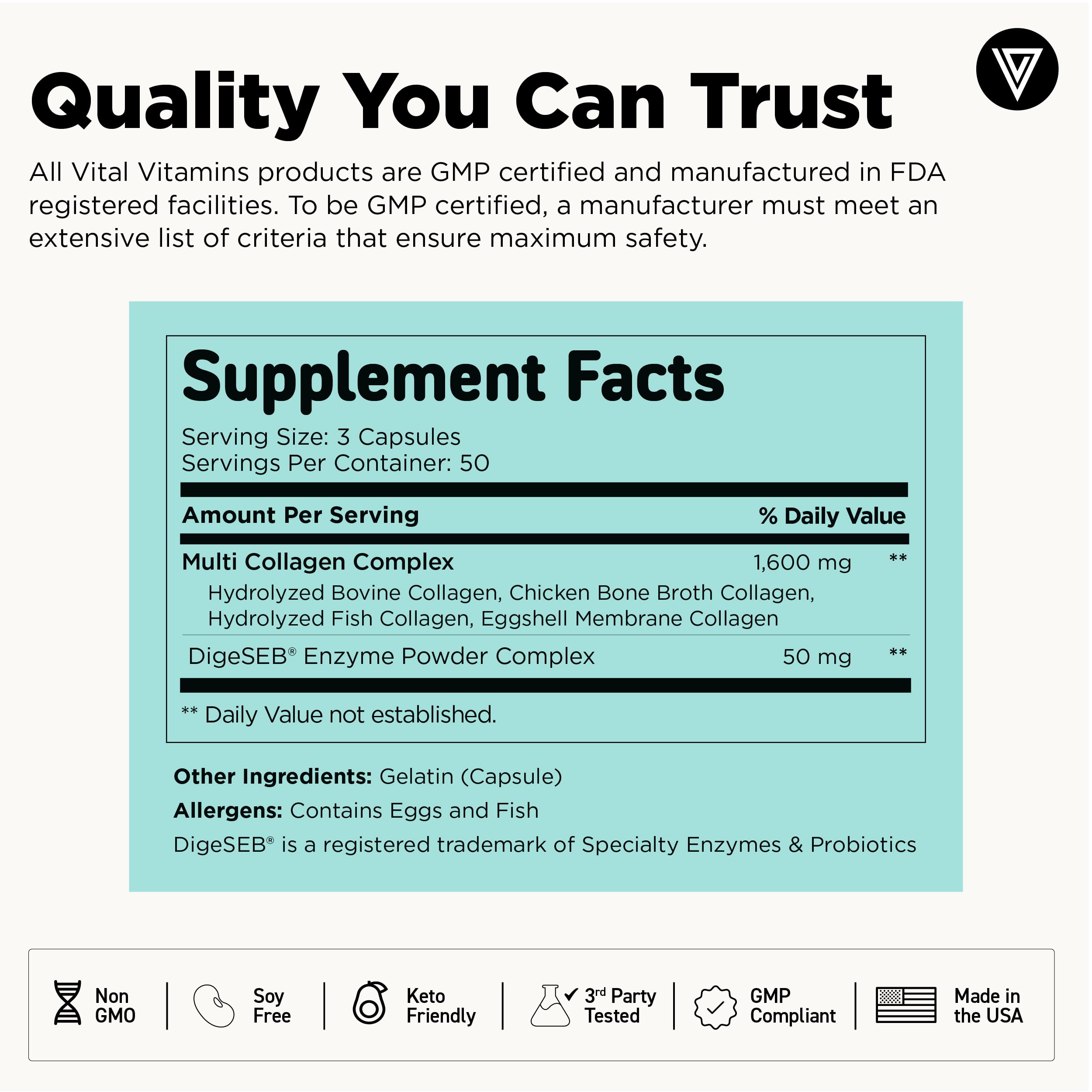 Multi Collagen Peptides Capsules by Vital Vitamins

