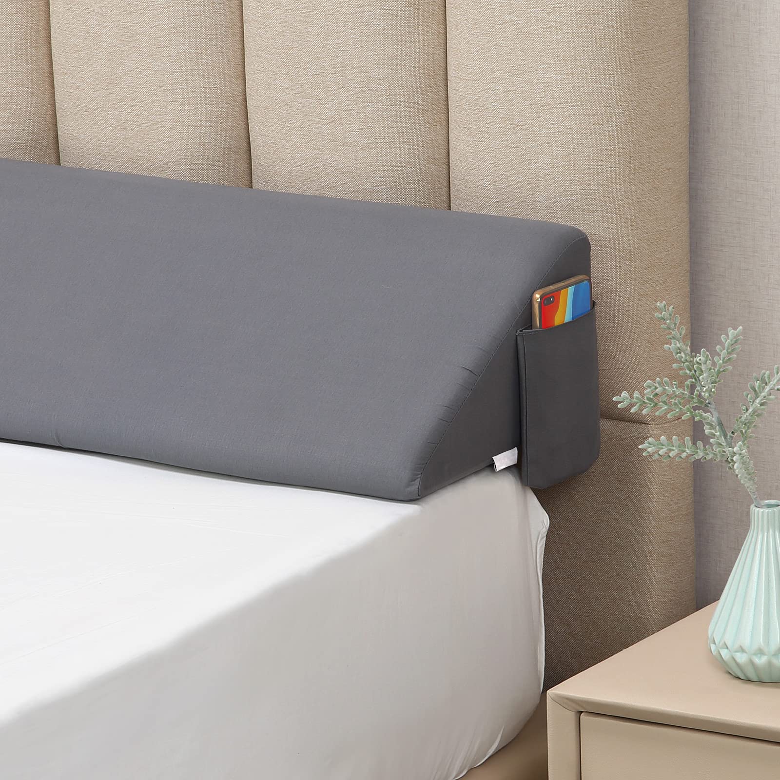 Vekkia Bed Wedge Pillow Gap Filler Headboard Stop Pillow Slips

