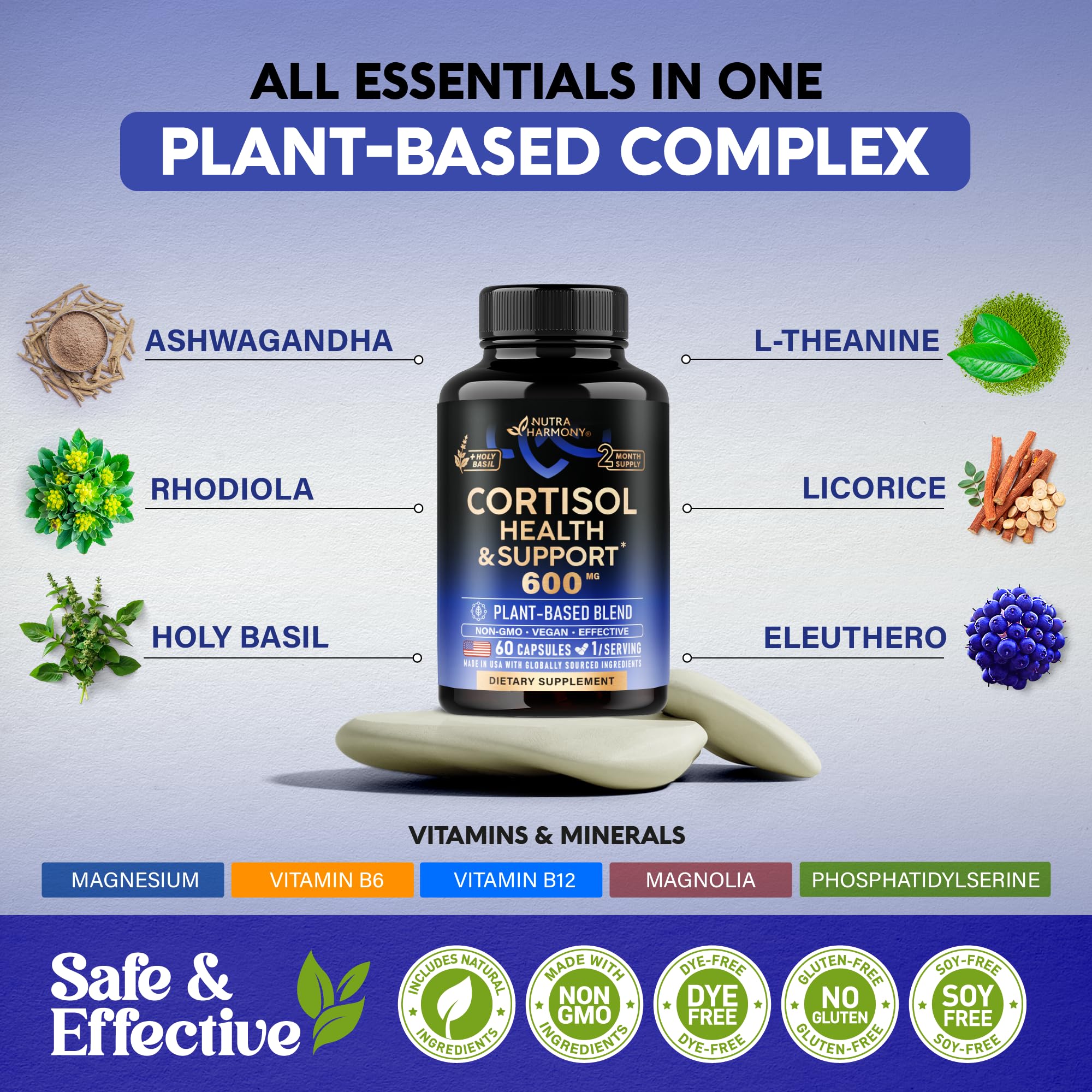 NutraHarmony Cortisol Support for Women Herbal Hormone Balance

