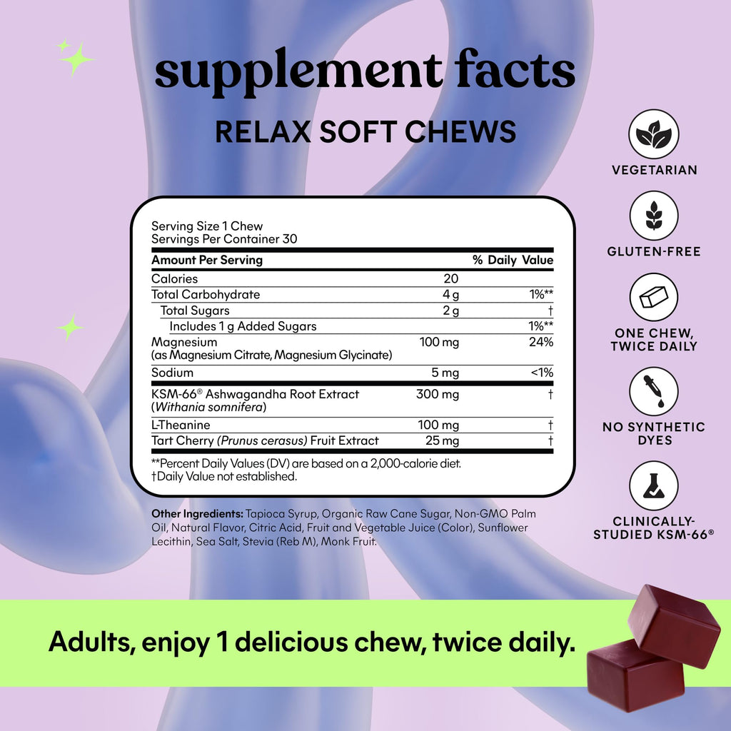 Lemme Relax Soft Chews Magnesium Glycinate & Ashwagandha

