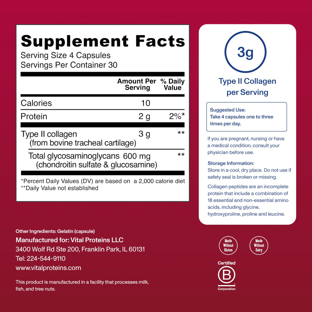 Vital Proteins Cartilage Collagen Pills Type II Collagen

