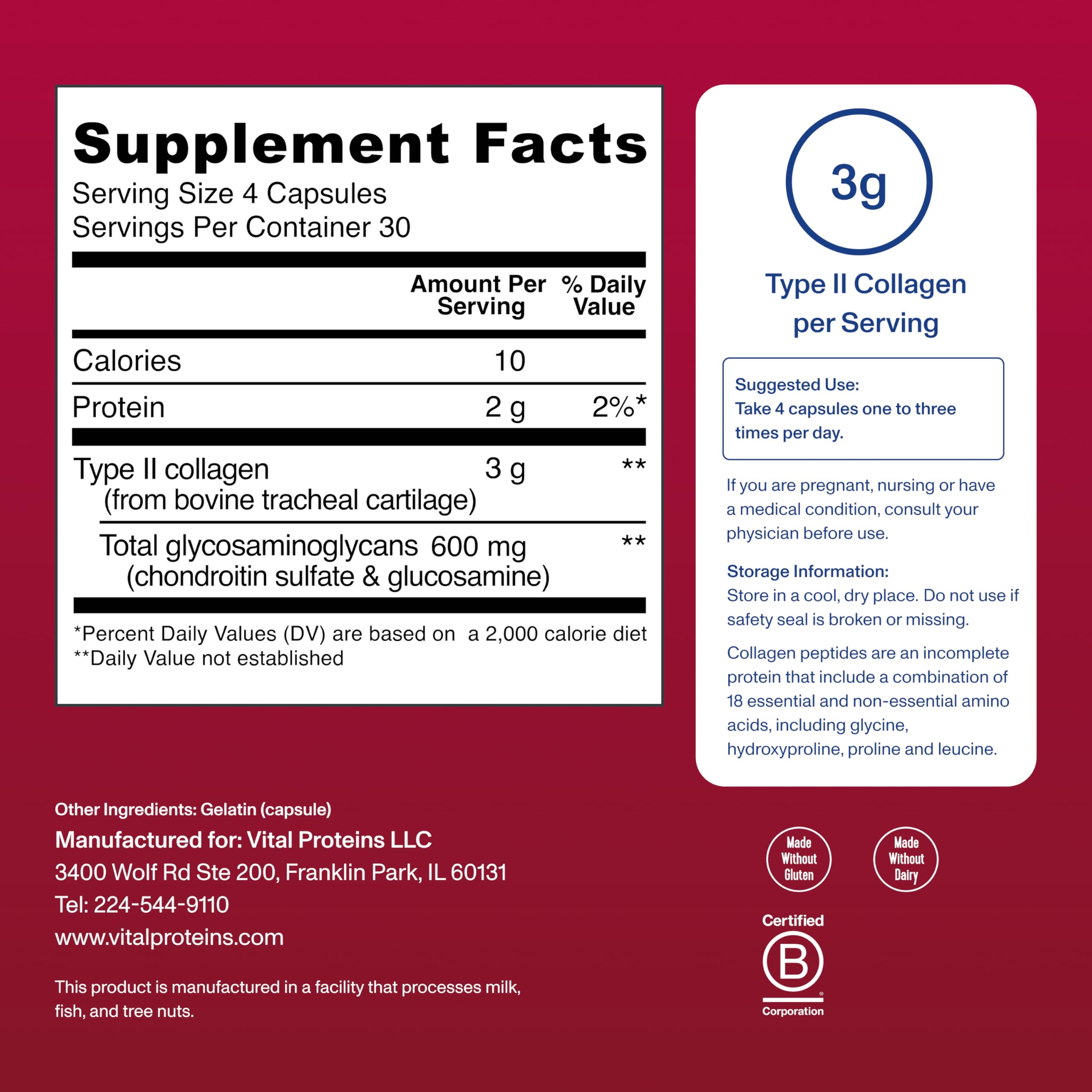 Vital Proteins Cartilage Collagen Pills Type II Collagen

