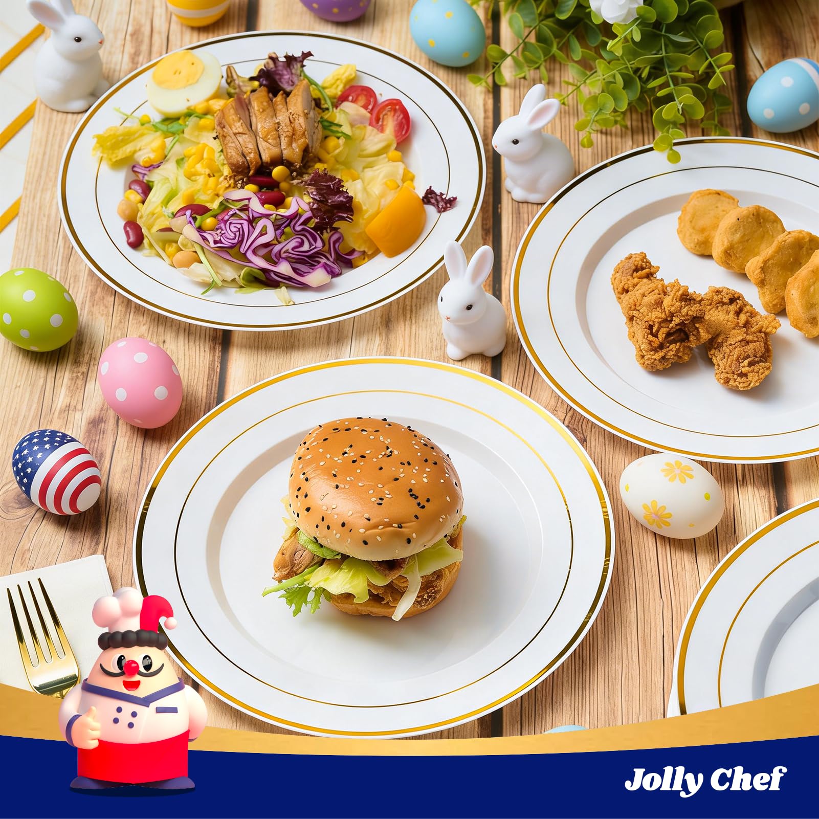 JOLLY CHEF Disposable Plastic Plates – 10 Inch

