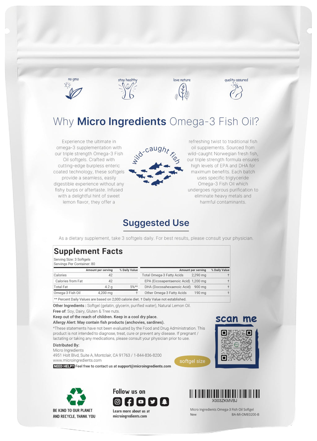 Micro Ingredients Omega-3 Fish Oil Softgels - Triple Strength

