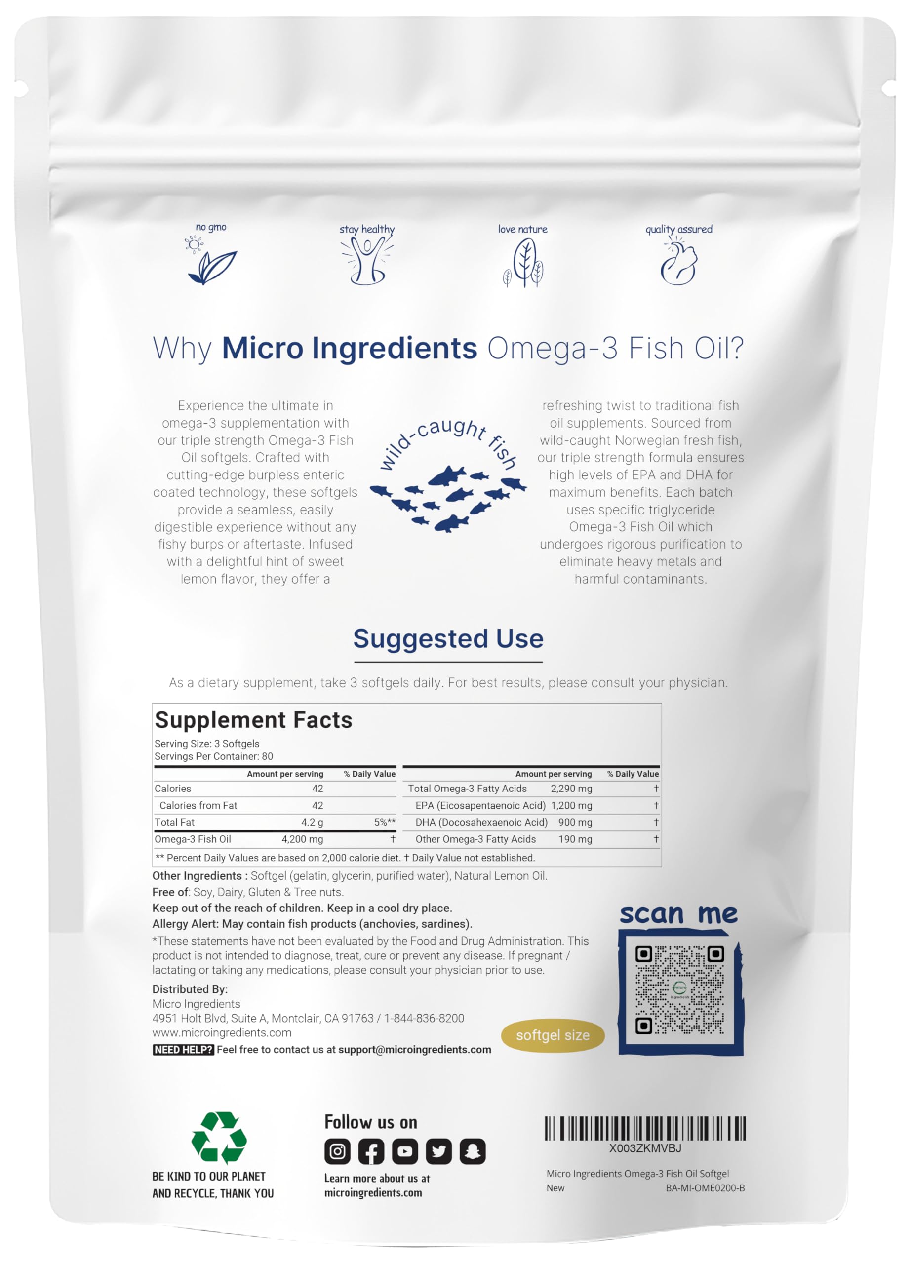 Micro Ingredients Omega-3 Fish Oil Softgels - Triple Strength

