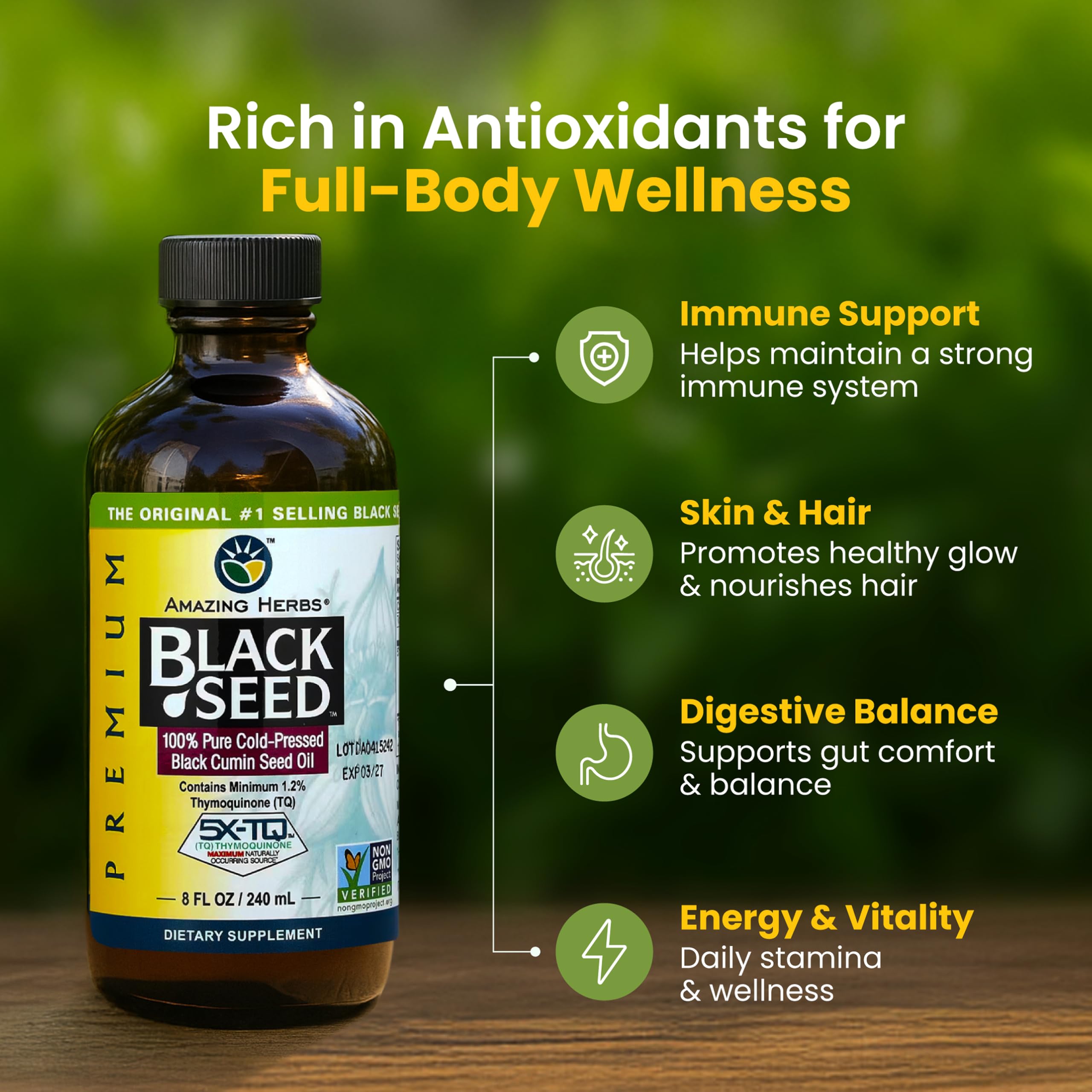 Amazing Herbs Black Seed Oil Liquid Dietary Supplement

