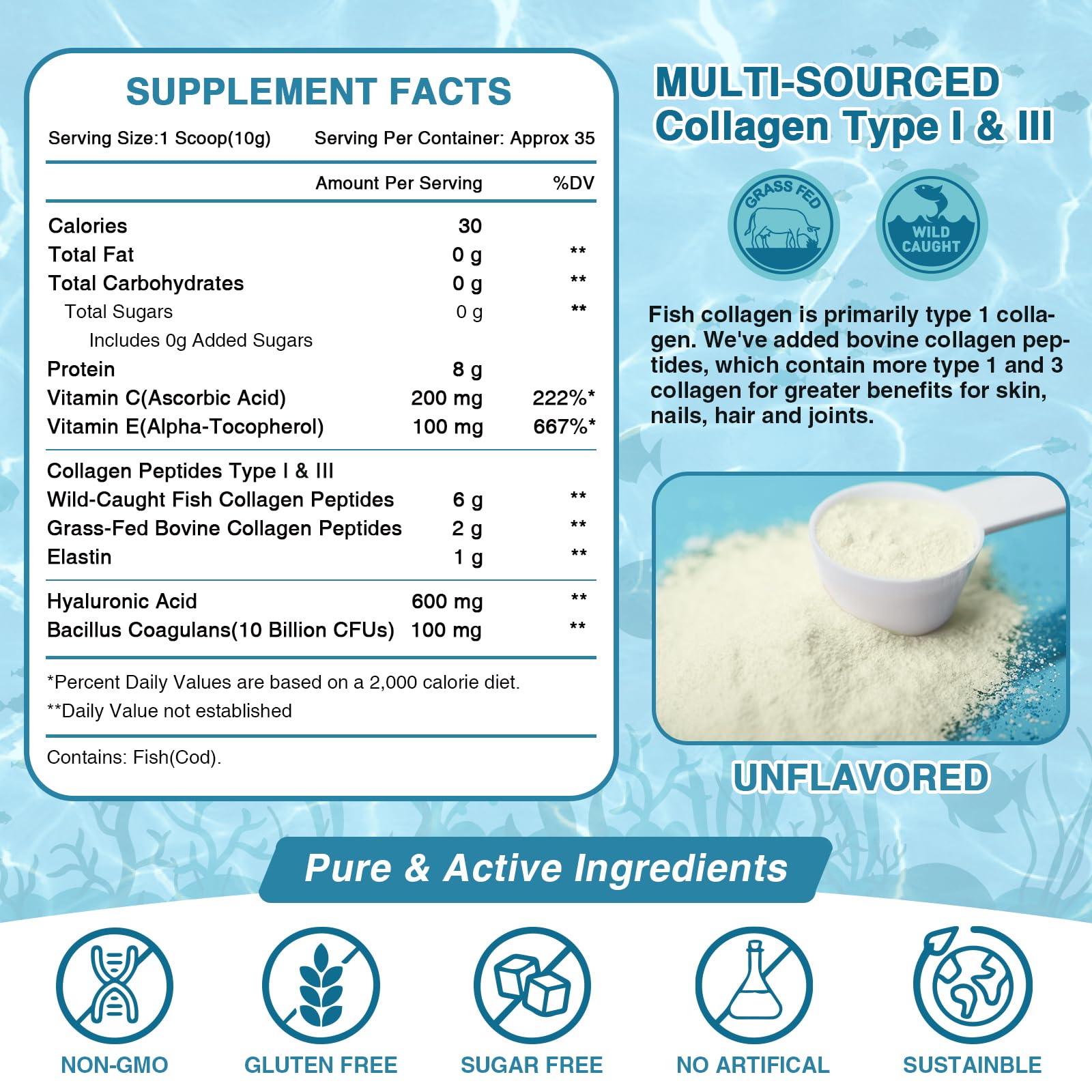 Nature Target Marine Collagen Peptides Powder - Skin Support

