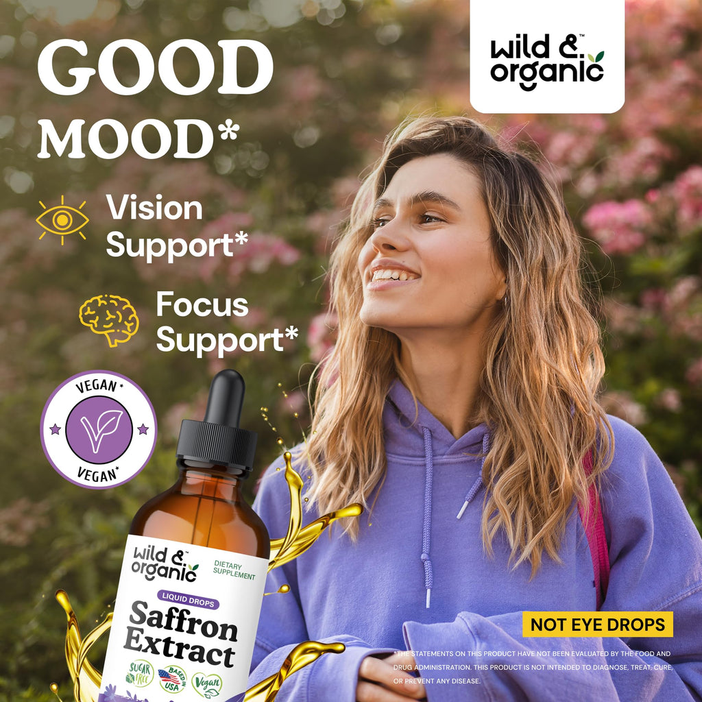 Wild & Organic Saffron Liquid Drops for Mood & Focus

