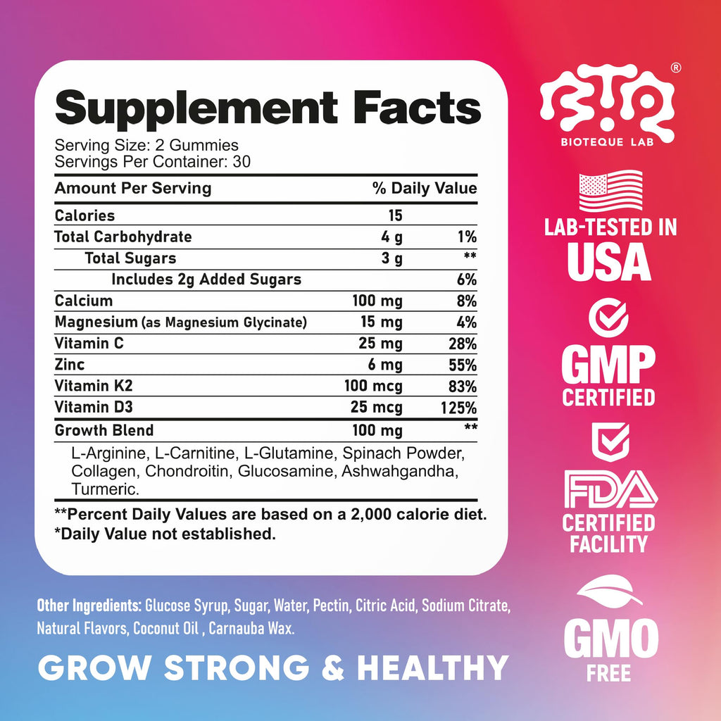 Bioteque Labs Height Growth Gummies – Vitamin & Mineral Supplement

