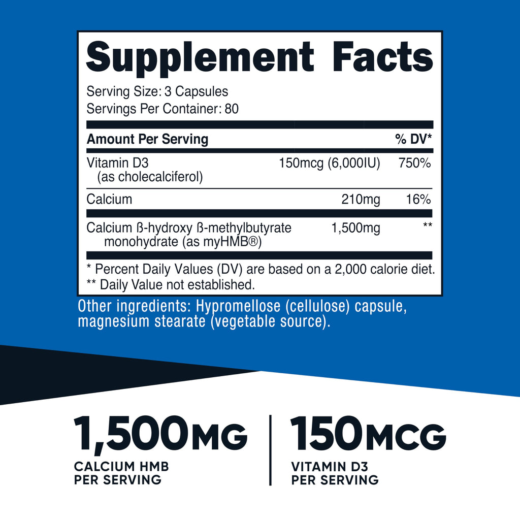 Nutricost HMB & Vitamin D3 Supplement - Daily Support

