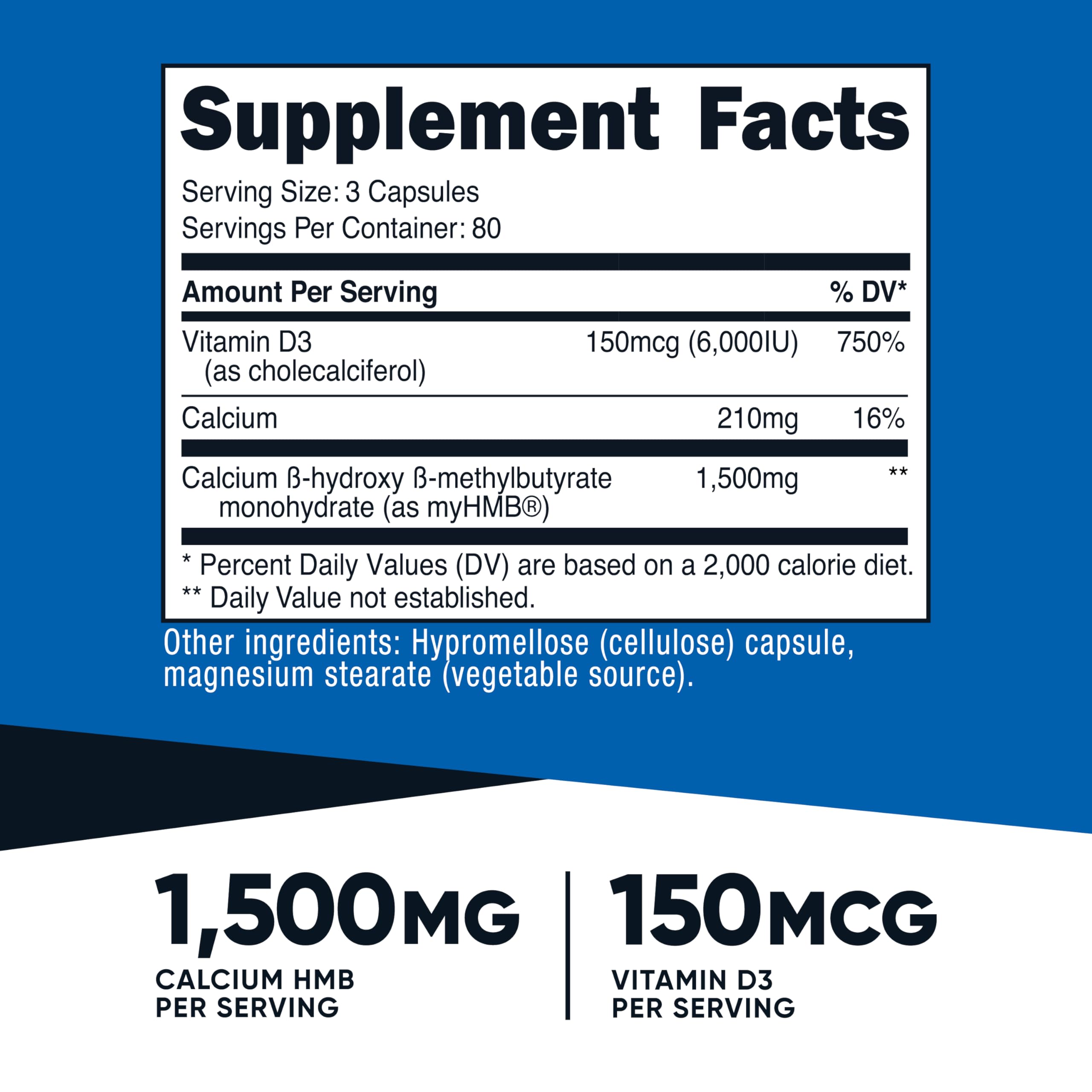 Nutricost HMB & Vitamin D3 Supplement - Daily Support

