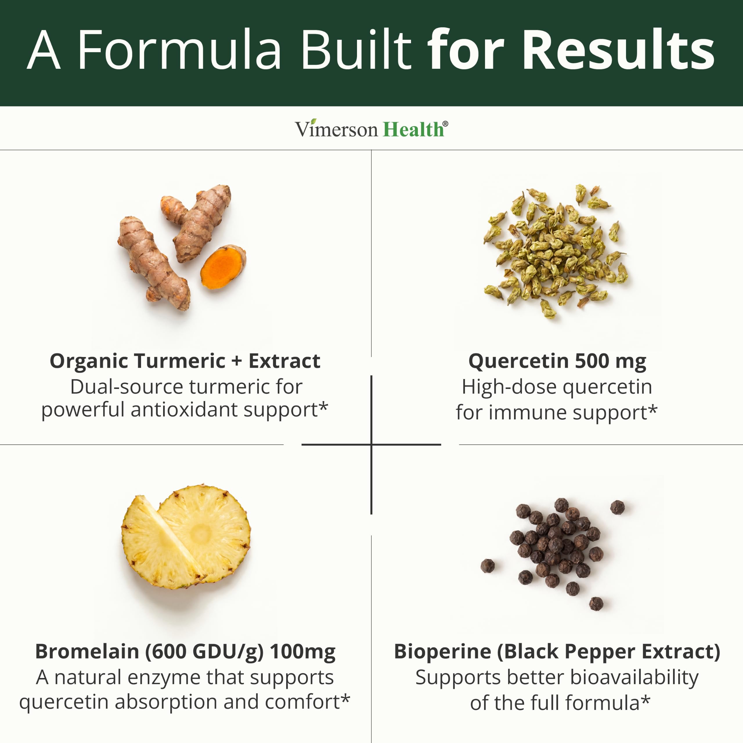 Quercetin with Bromelain Turmeric Curcumin Supplement

