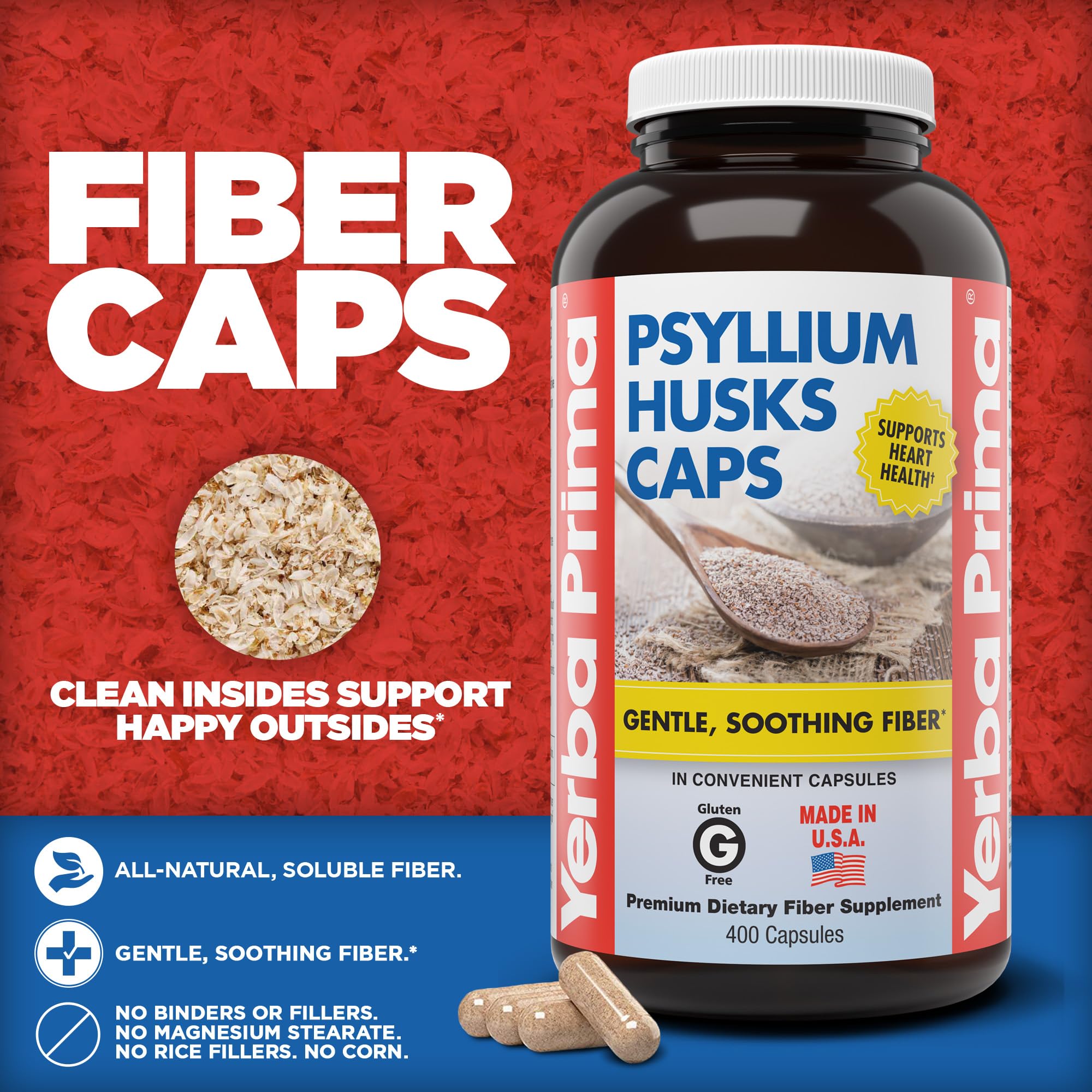 Yerba Prima Psyllium Husk Capsules - Natural Fiber

