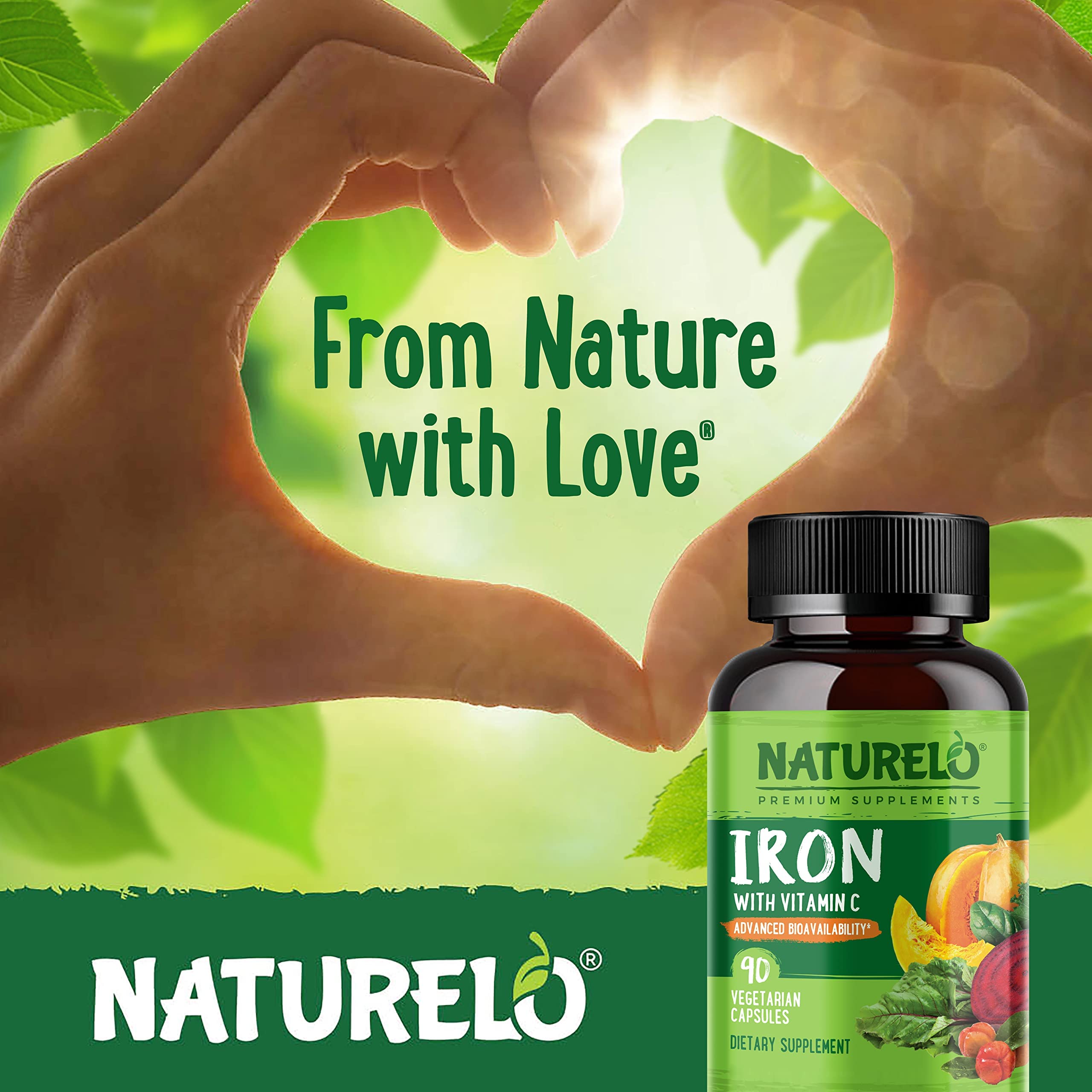 Naturelo Vegan Iron Supplement with Vitamin C

