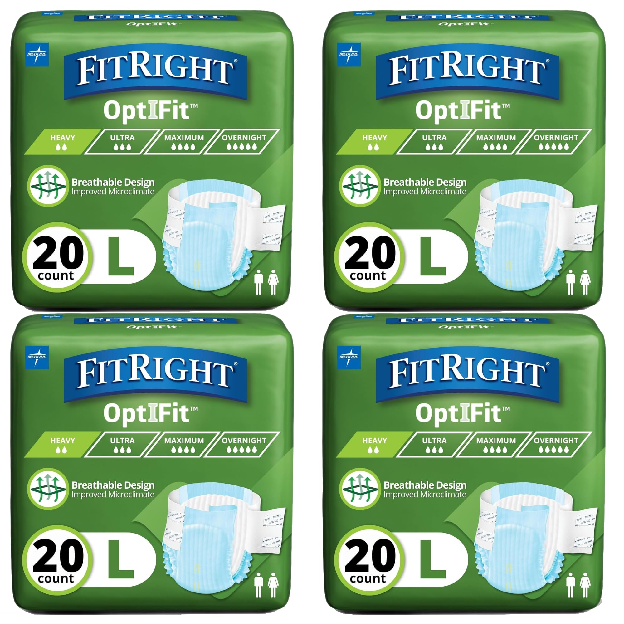 FitRight Heavy Absorbency Adult Diapers - OptiFit Briefs for Men and Women